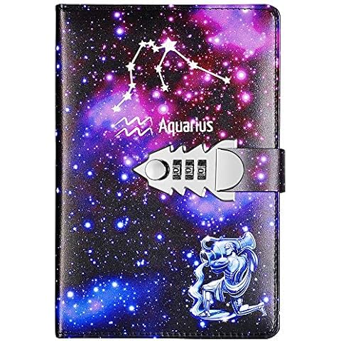 Yakri Cuaderno de Cuero con Contraseña de Combinación y 12 Constelaciones Cover