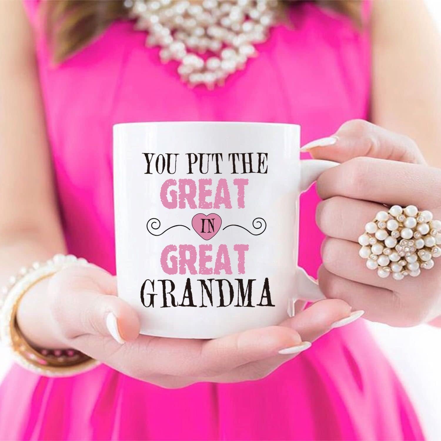 MAUAG Mothers Day Gifts Grandma Coffee Mug, You Put the Great in Great Grandma Best Birthday Presents for Your Grandmother Cup White, 11 Oz