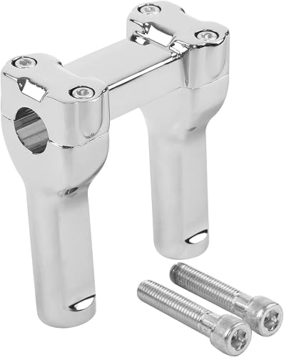 TCT-MOTORPARTS Manillar de elevación cromado de 4" Compatible con manillar de 1" para Harley Dyna Low Rider Softail Deluxe