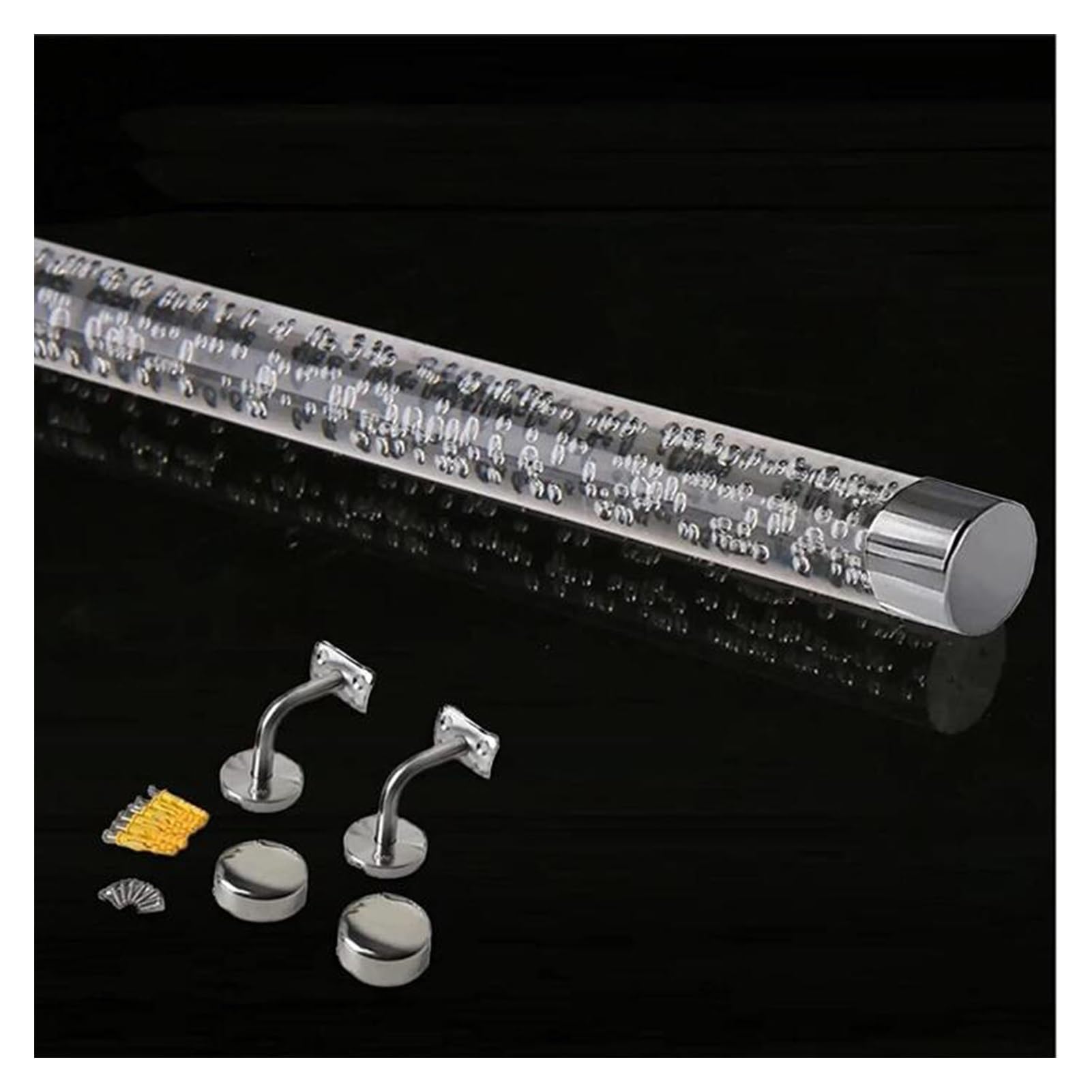 LWJSOCP Indoor Stair Handrail Acrylic Crystal Non-Slip Stairway Bannister, Modern Clear Grab Bar/Corridor Support Rod for Elderly Adults Kids, Complete Kit (Color : Silver, Size : 380cm(12.5ft))