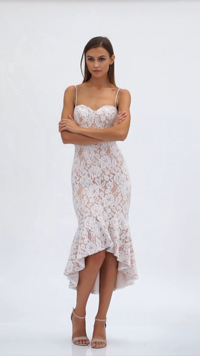 Jarlo London Womens Cleo All Over Lace Cami Strap Midi Dress, Ivory/Nude,  12 UK : Amazon.co.uk: Fashion