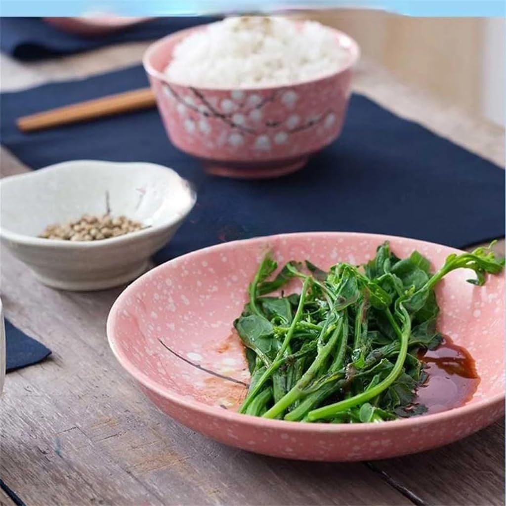 6 Sets of Japanesse Rices Bowls Tableware Chopsticks Spoon Ceramic Home