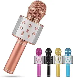 Microfone Karaoke Infantil - Sem Fio Recarregável USB para Crianças Menina Menino - Festas - Eventos - Carnaval - Churrascos - (Diversas Cores) - Metal -
