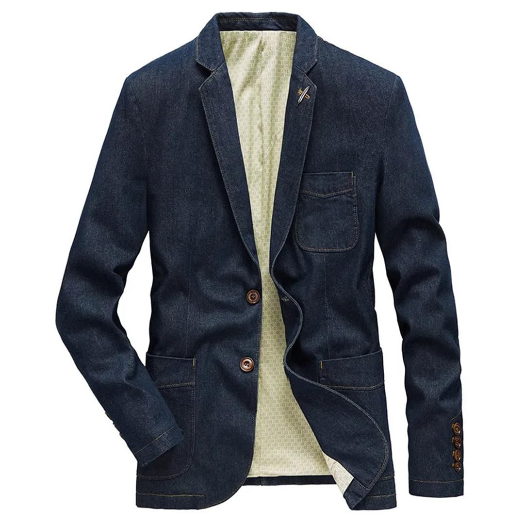 Denim Blazers Men Outerwear Business Jacket