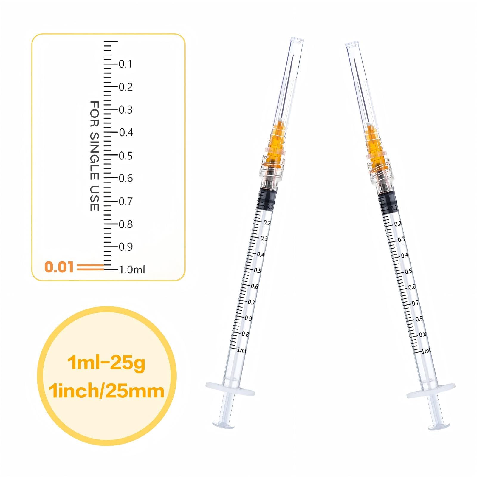 100 Pack Disposable 1mL Syringe 25G 1 inch for Scientific Lab Individually Wrapped — Amazon image 2