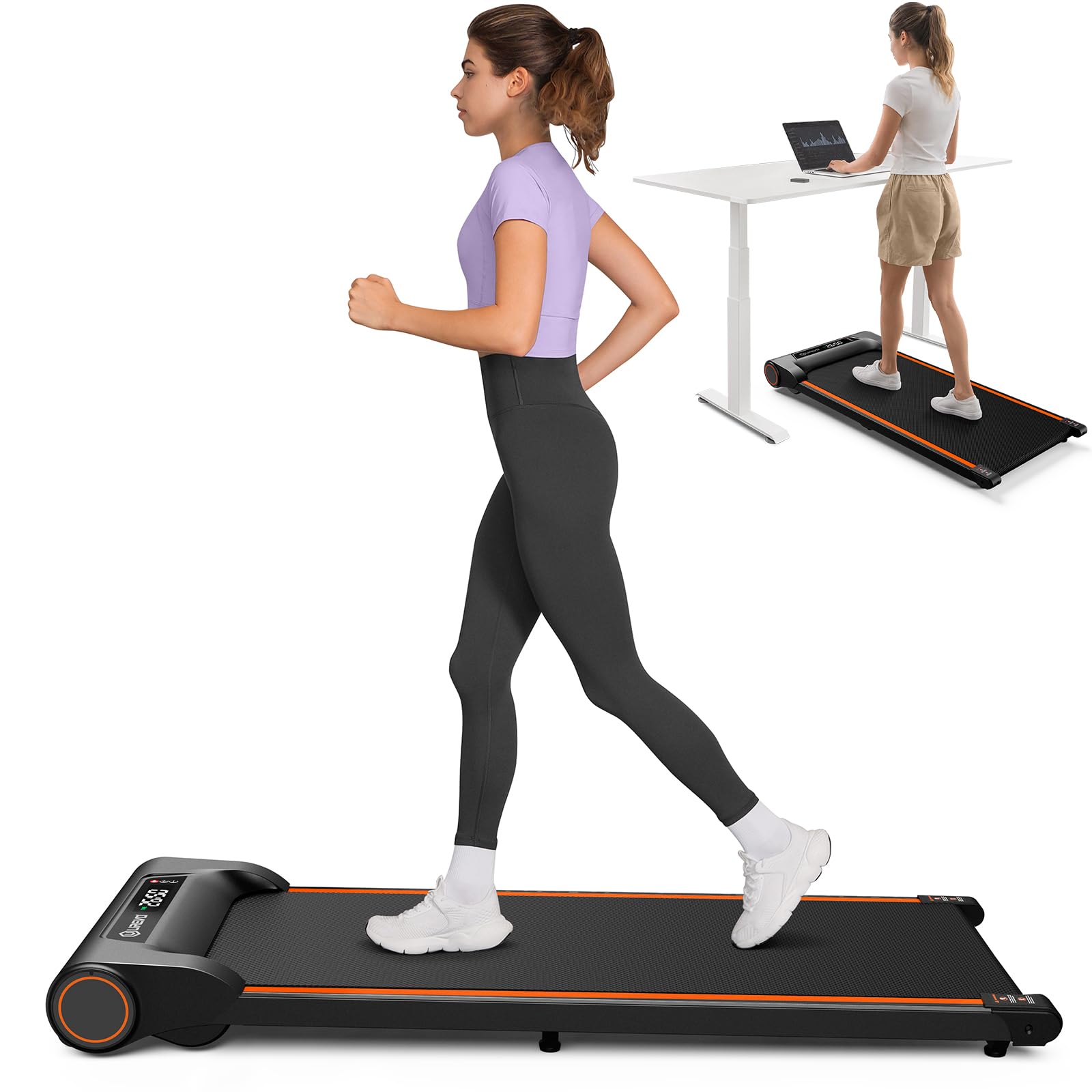 Walking Pad, UREVO Under Desk Treadmill for Home Office, Dual Control Portable Walking Pad Treadmill Under Desk with Wider Running Belt