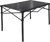 Mountain Summit Gear Large Heavy-Duty Roll-Top Camping Table - Portable Aluminum Top Steel Frame Folding Table 70 lbs Capacity