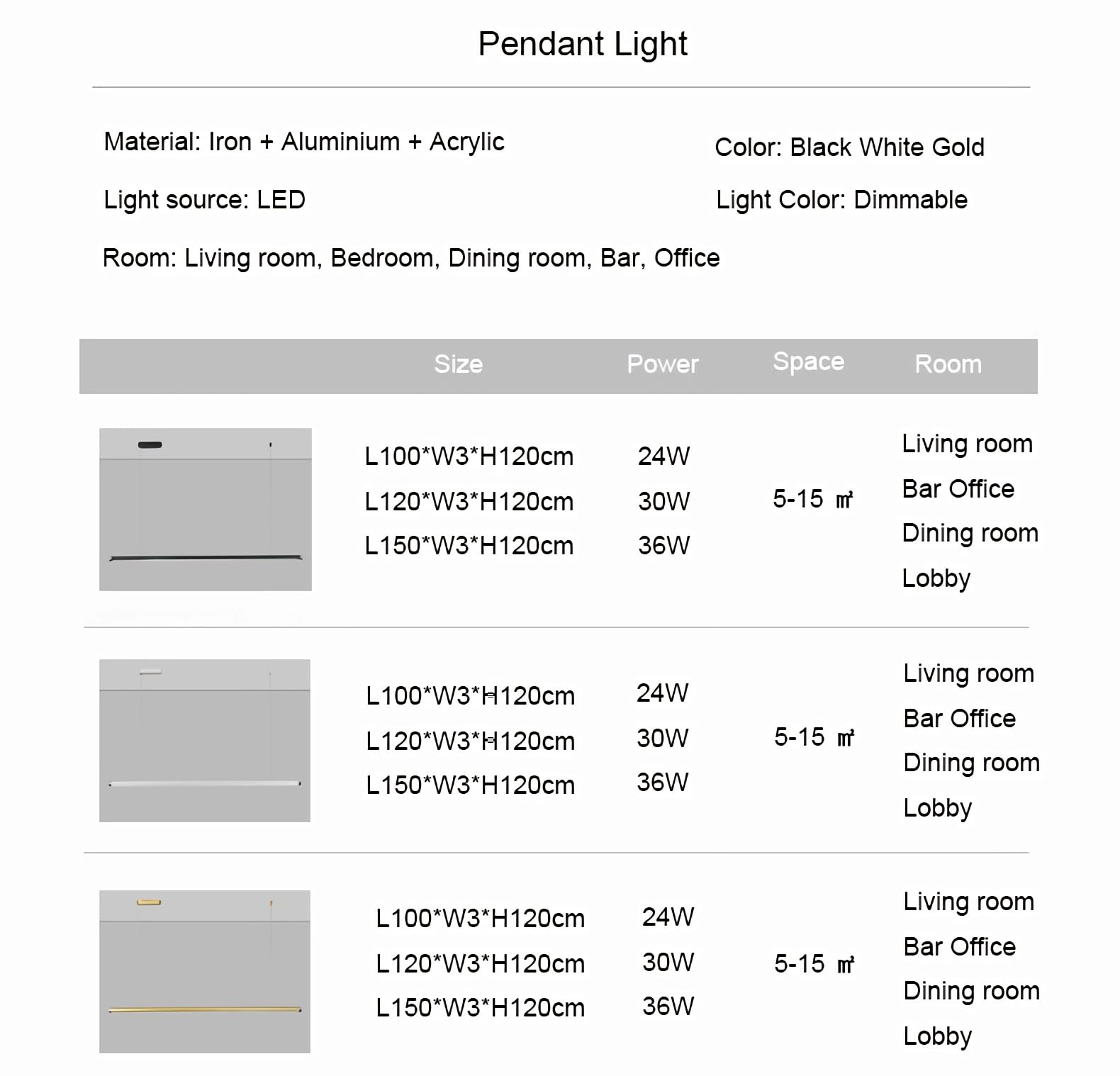 Lampadario a Sospensione dimmerabile con Telecomando, Moderna Lampada a Sospensione Regolabile in Altezza per Sala da Pranzo, Cucina, Ufficio e Bar, Oro 150 cm