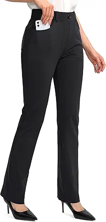 Women's Yoga Dress Pants 28"/30"/32"/34" Stretchy Work Slacks Business Casual Pants for Women Straight Leg Trousers