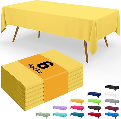 Miniatura 12 de Smiry - Juego de 6 manteles desechables, manteles rectangulares impermeables de 54 x 108 pulgadas para fiestas, mantel de plástico decorativo, a