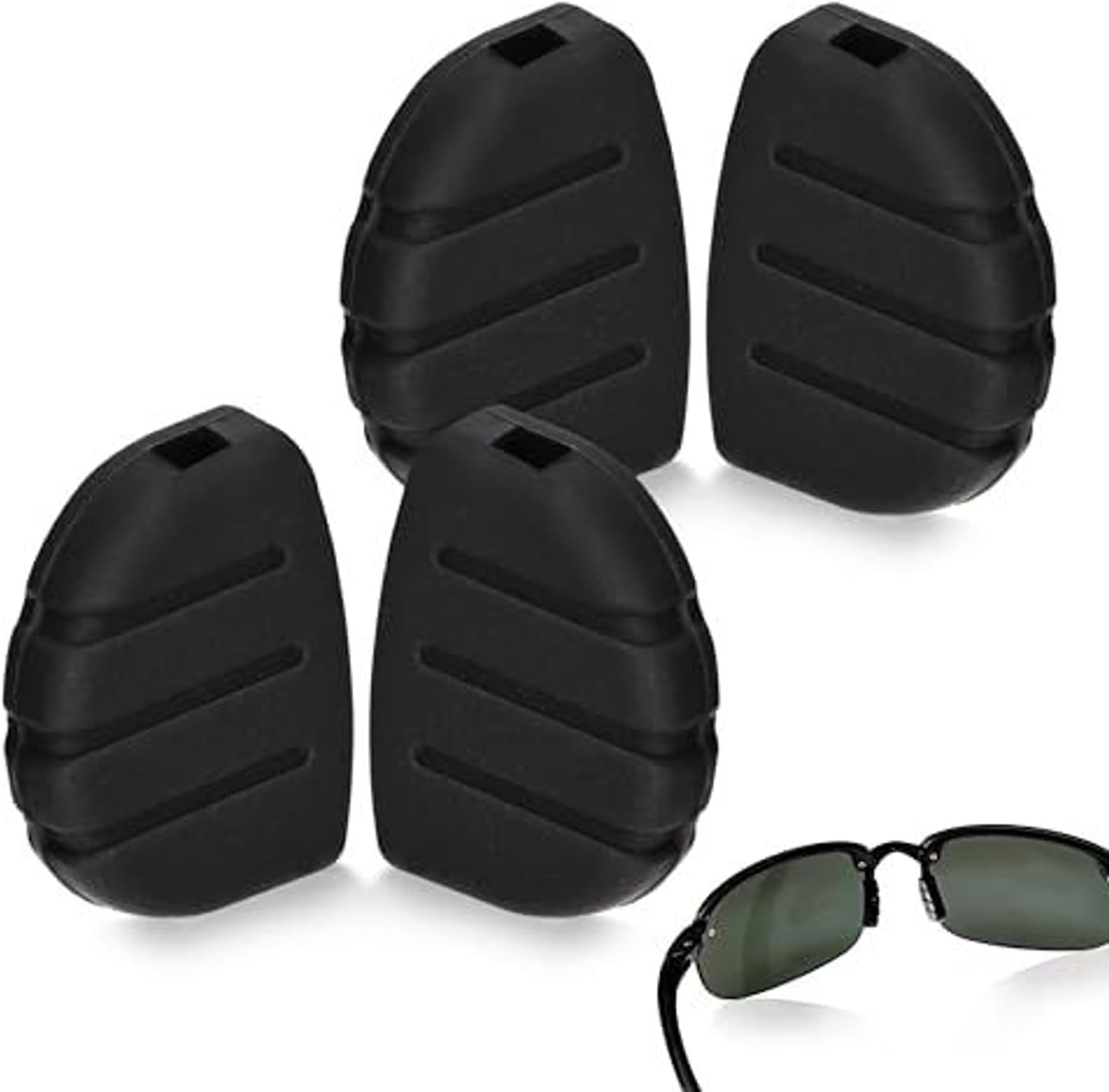 Slip-On Silicone Sunglass Nose Pads - 2 Pairs, Black Easy Install, Slip On Nose Pads - Compatible with Maui Jim Sport & Martini Sport shades - Universal Fit for Athletic Sunglass Frames