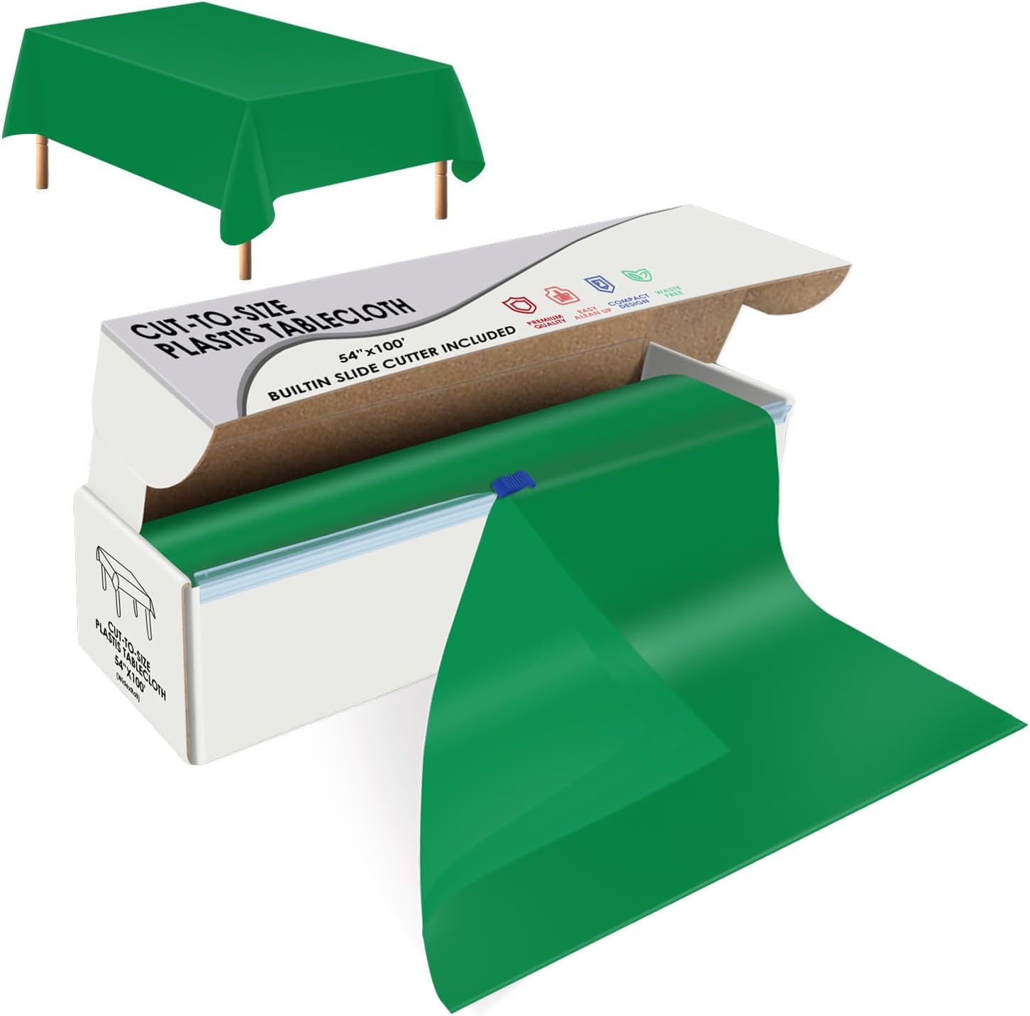 Green Disposable Plastic Table Cloth Roll 54" X 100