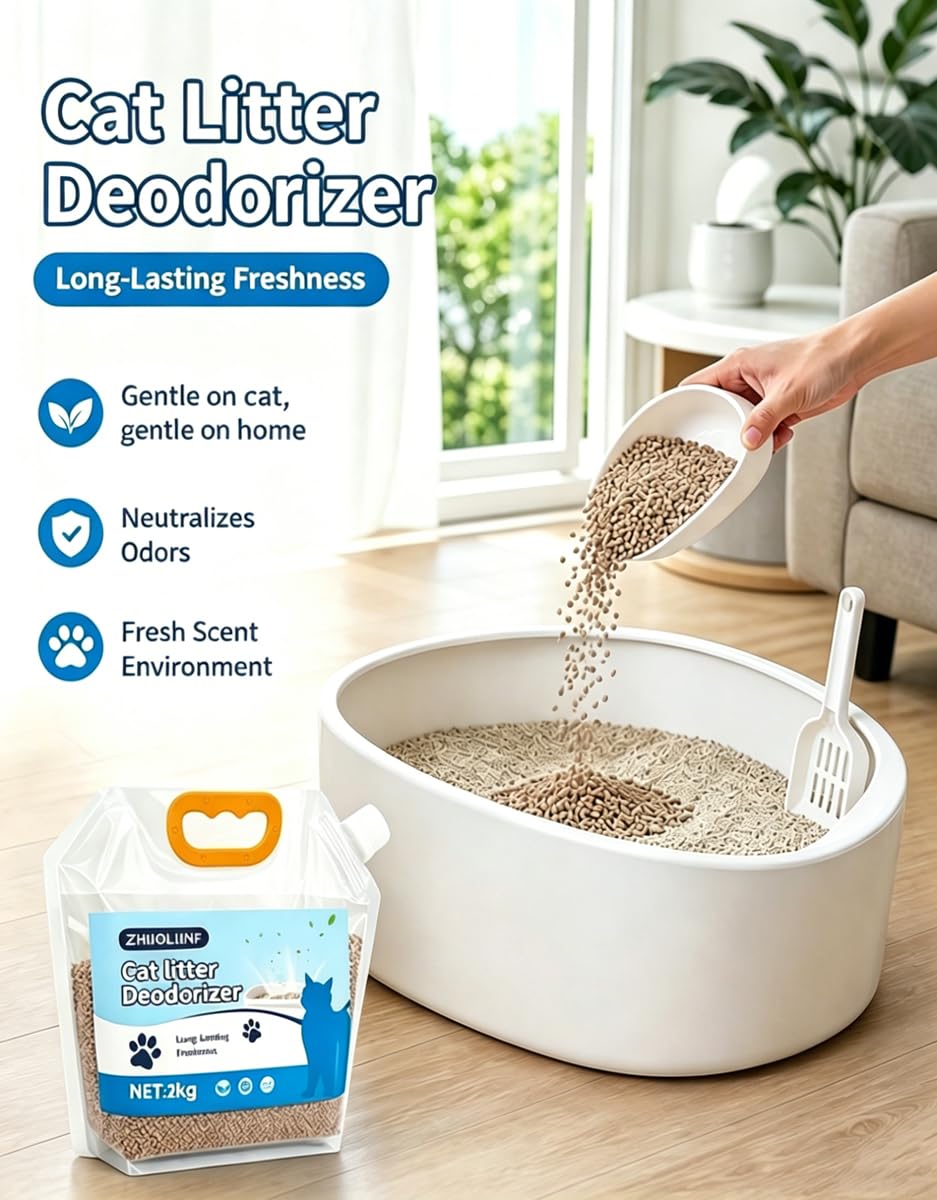 Granuli Deodoranti per Lettiera Articoli L'igiene Gatto (2 kg (70,55 once)) | Prodotto Deodorante per Gatti E Piccoli Animali. A Base Di Minerali, Senza Profumo E Sicuro per Gli Animali Domestici