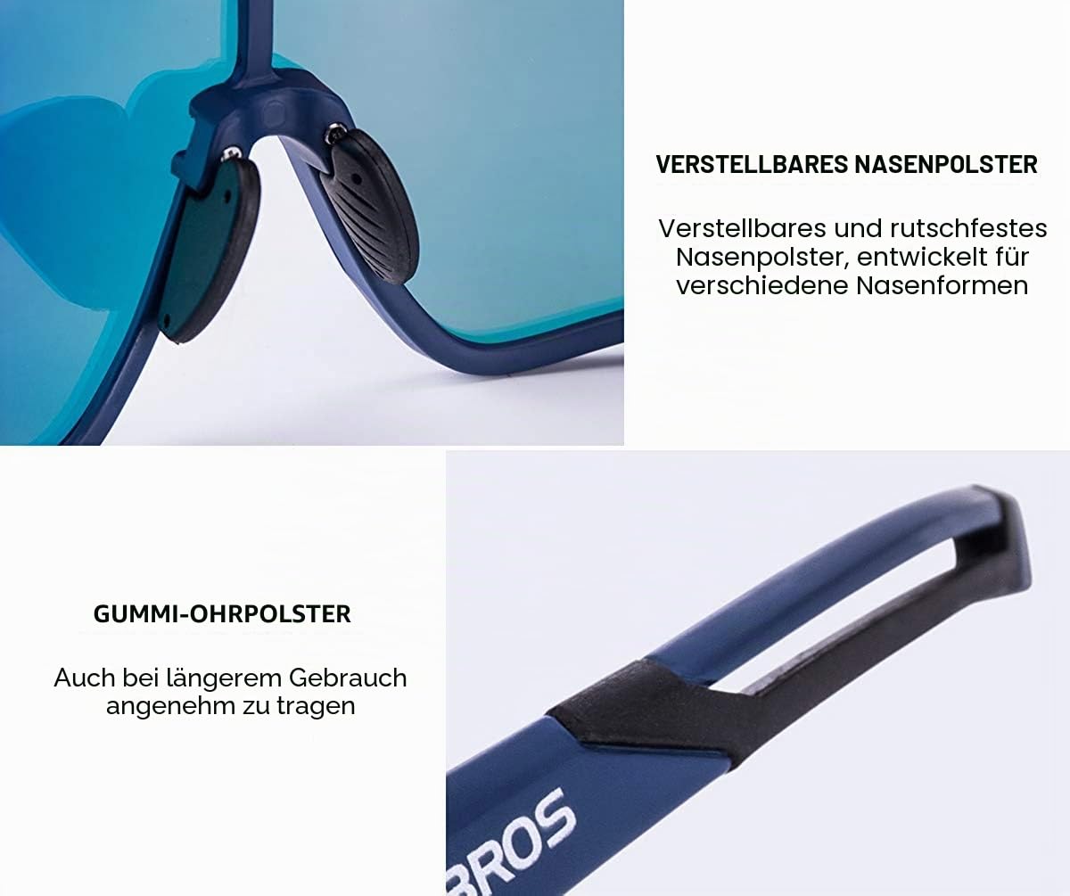 ROCKBROS Fahrradbrille Polarisierte Sonnenbrille Sportbrille Radbrille Herren Damen mit UV400-Schutz TR90-Rahmen für Outdoor-Sport Radfahren Laufen