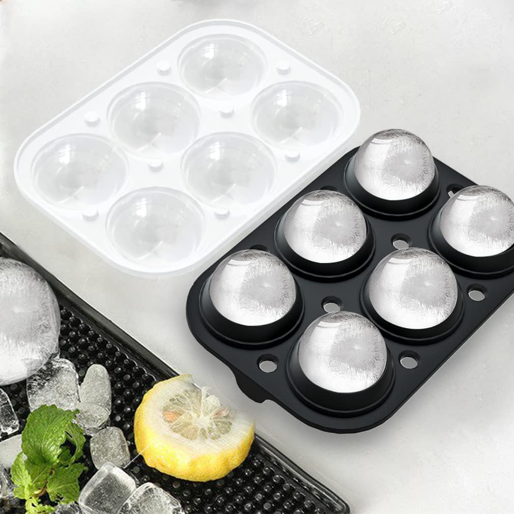 ROTTAY Ice Cube Trays, Sphere Ice Ball Maker with Lid & Lar Square Ice