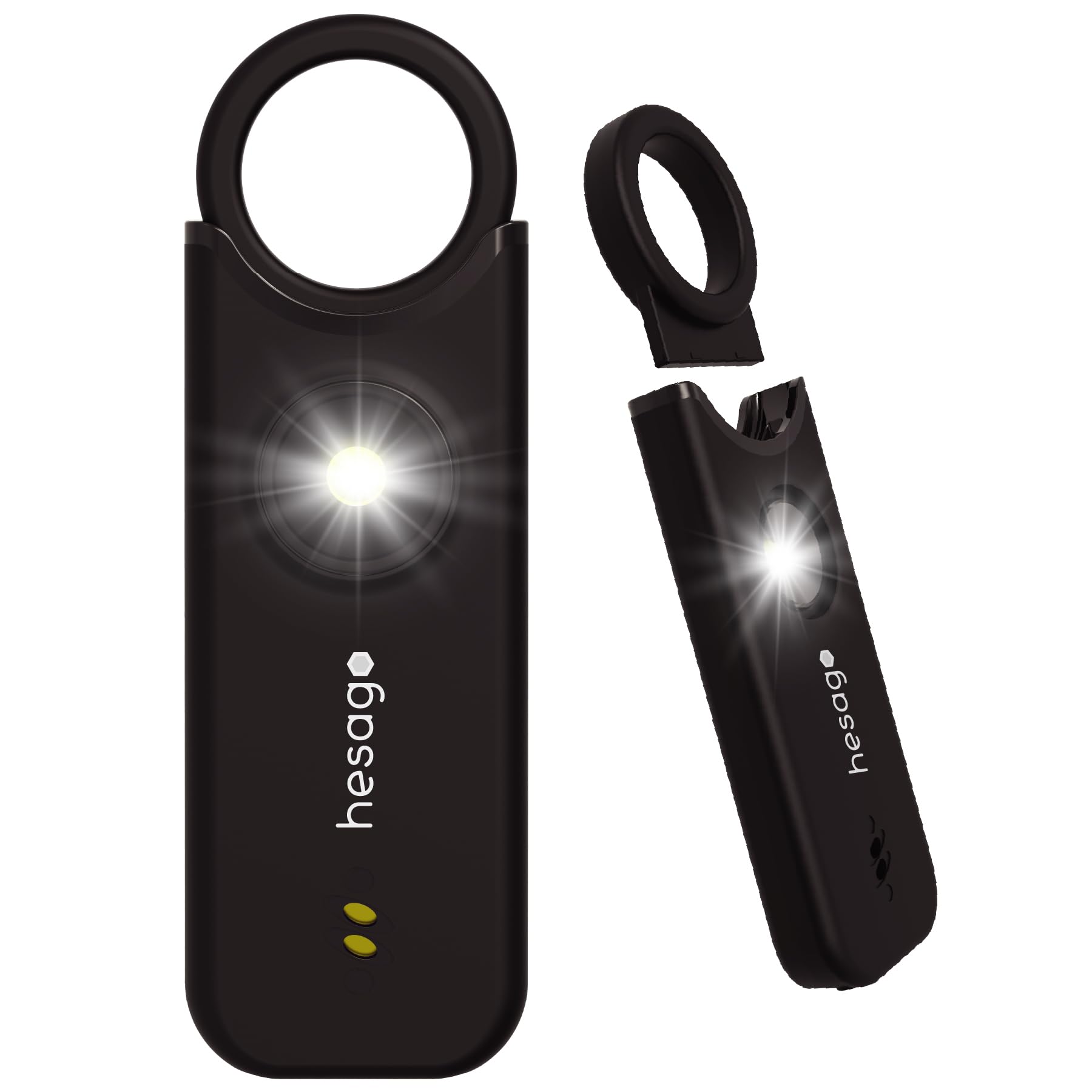 SnapSiren - Allarme Personale anti aggressione - Autodifesa con Sirena 135 dB - Portachiavi Donna da borsetta per Difesa Personale - Torcia e Allarme Porta Ingresso Hotel (Nero)