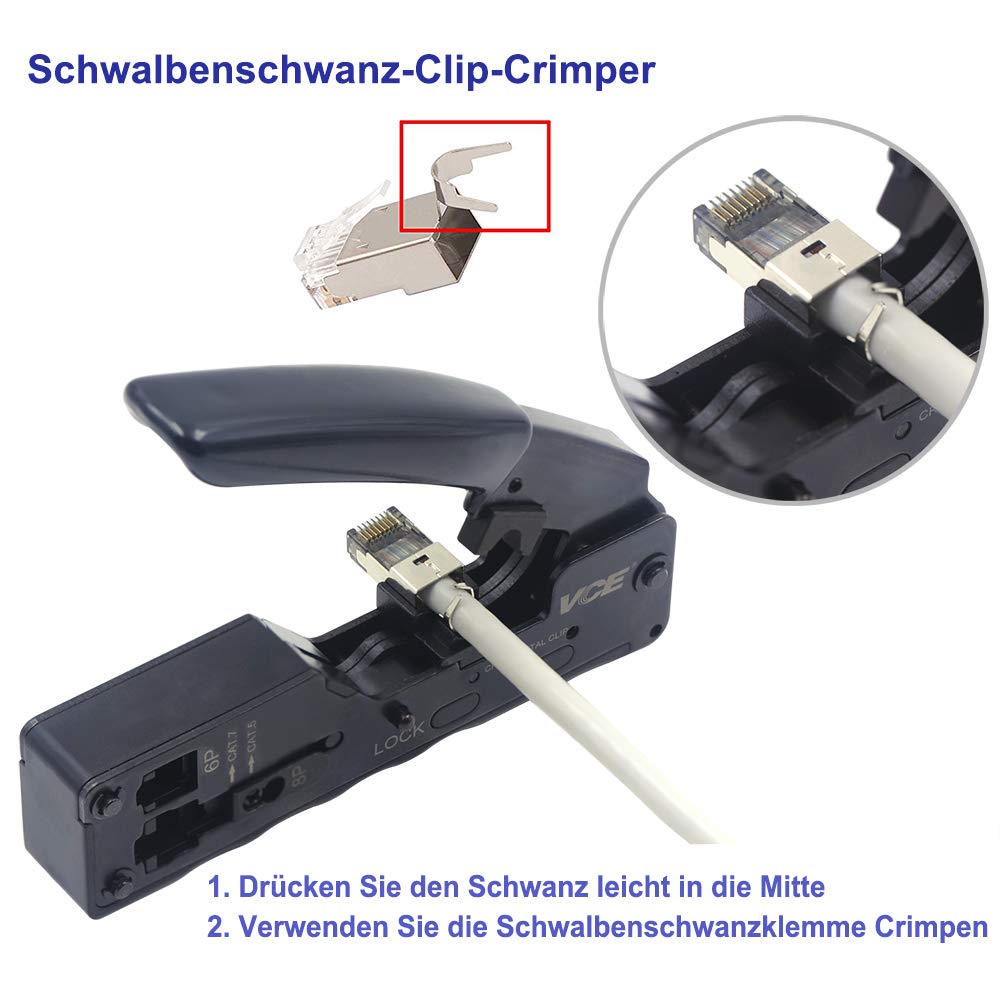 VCE GJ669BK Crimpadora RJ45 Herramienta de Crimpado para Enchufe de Red CAT7