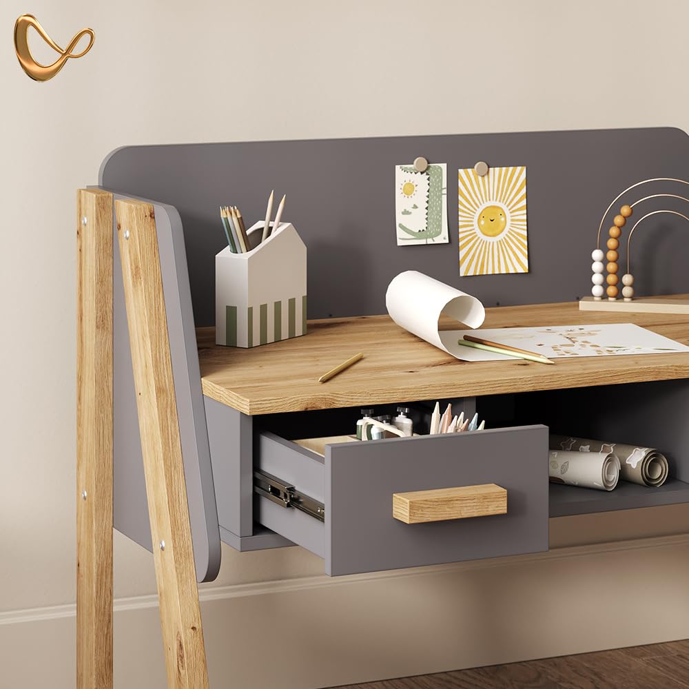 Livinity Bureau Mailo, Cachemire/Artisan, 97x80cm | solution de stockage universelle