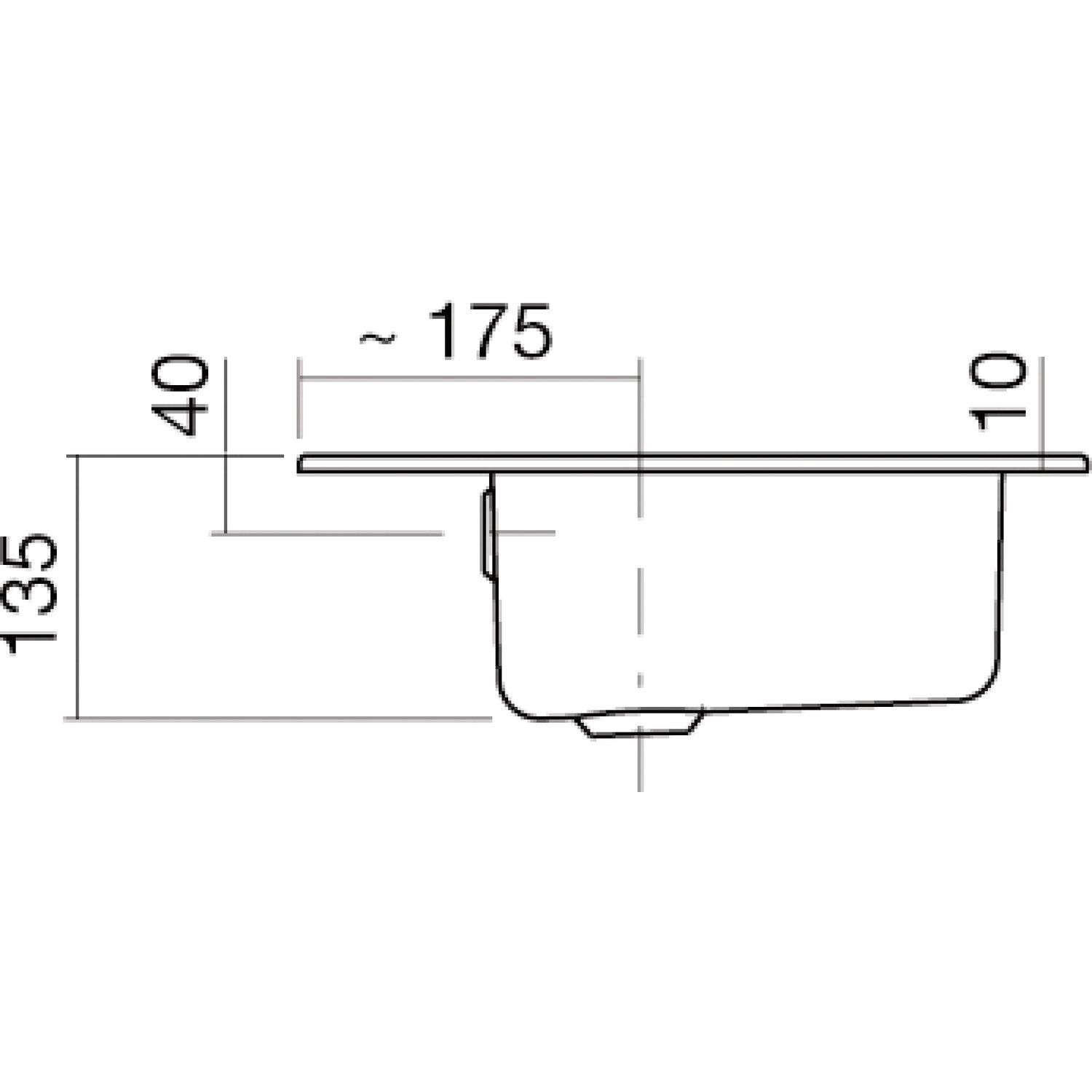 Alape˘ EB.R585H Einbaubecken, Waschbecken für den Einbau von oben, aus glasiertem Stahl in weiß mit antibakterieller Oberfläche, rechteckig 58,5 x 14,3 x 40,5 cm, mit Hahnloch, mit Überlauf