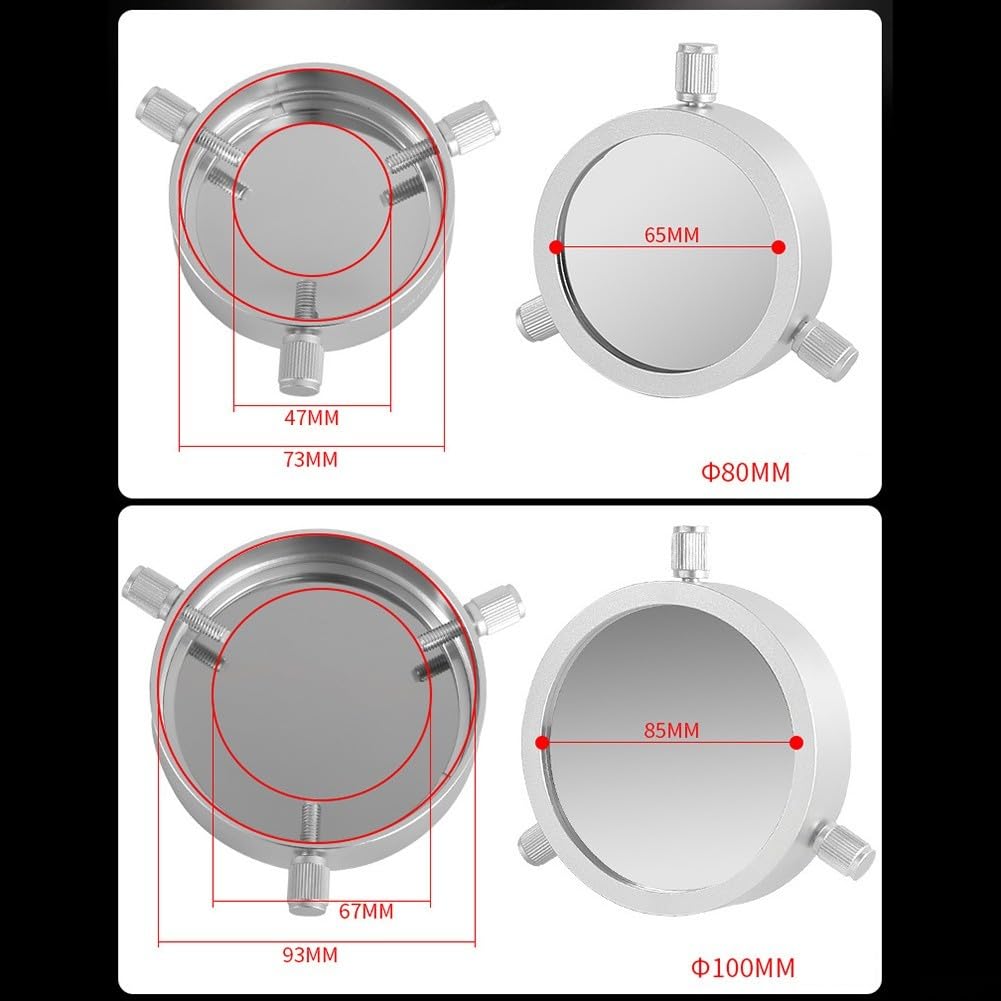 Teleskop-Solarfolie, Sonnenfolie für Teleskope, Metall-Außenring für Spiegelreflexkameras (80 mm)