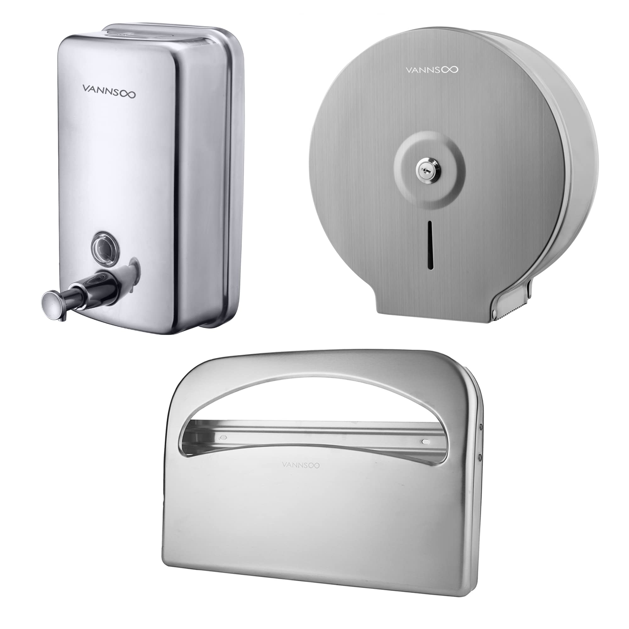 VANNSOO Soap Dispenser, Toilet Paper Dispenser, Toilet Seat Cover Dispenser