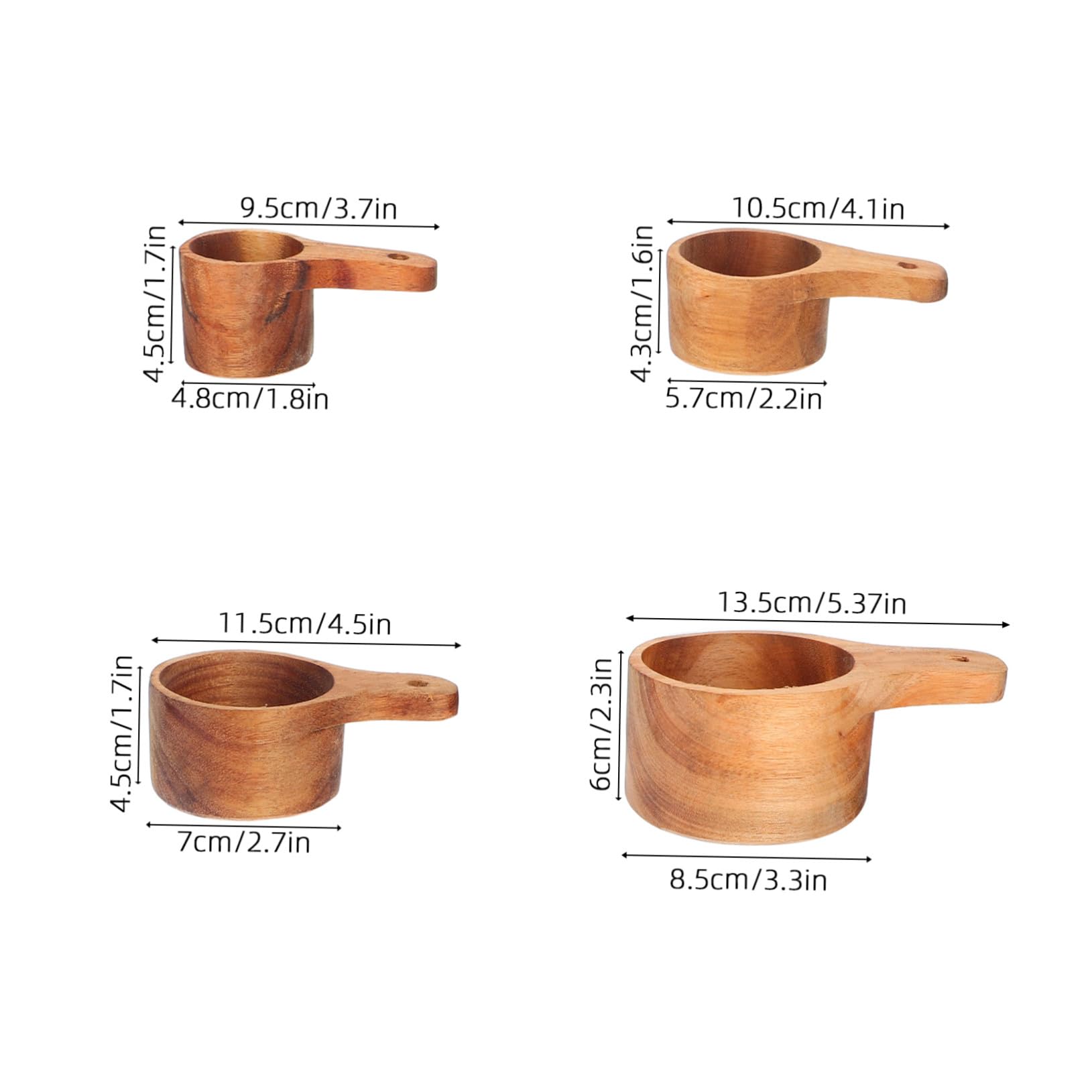 GLEAVI 4 pezzi Cucchiai Dosatori in Legno per Cucina Misurini Precisi per Caffè Tè Spezie e Proteine Utensili Resistenti e Naturali per e Cottura