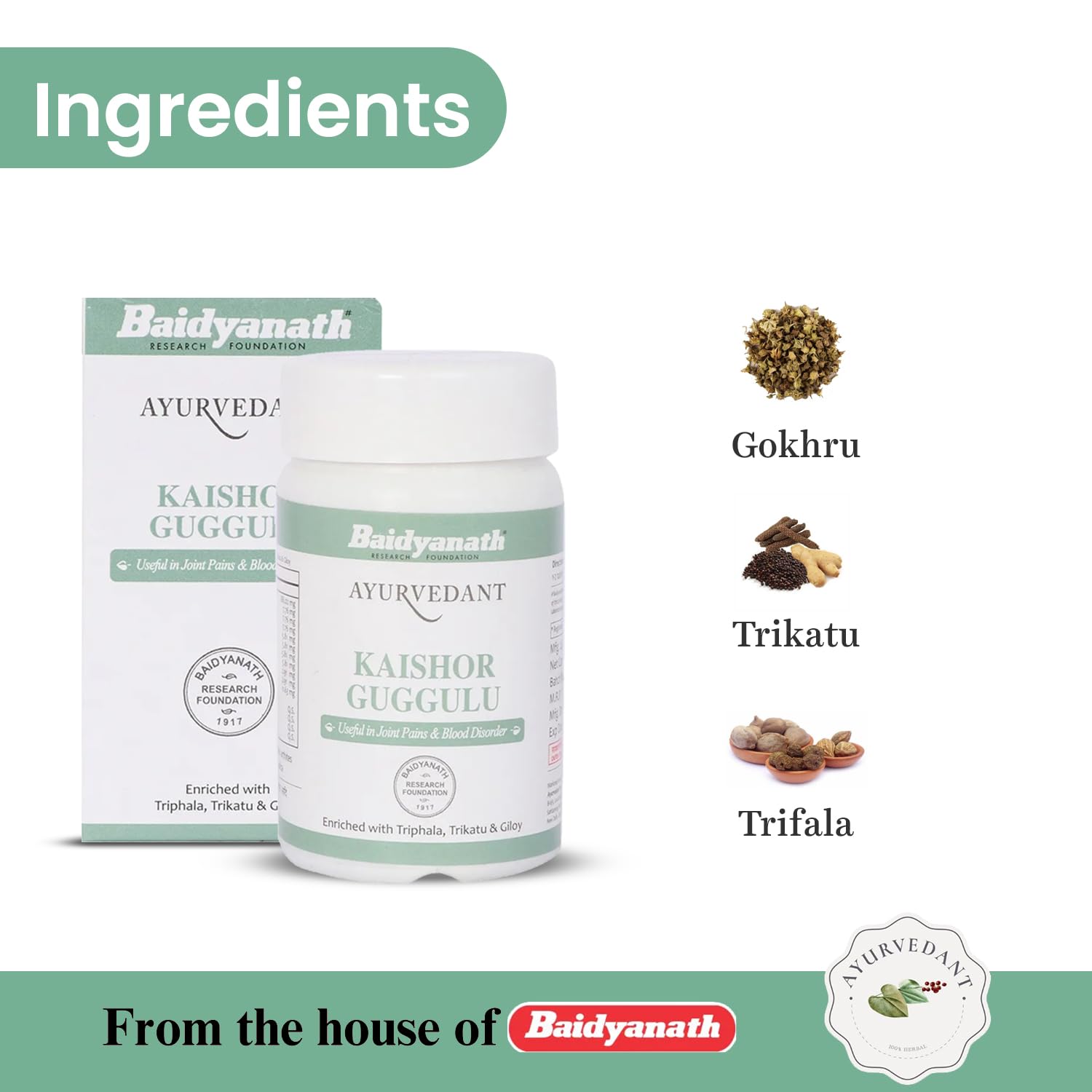 Ayurvedant KAISHOR GUGGULU 120TAB tab | Ayurvedic Supplements For extracorporeal treatment | A Powerful Blend Of Natural Ingredients Extra Strength Formula 2