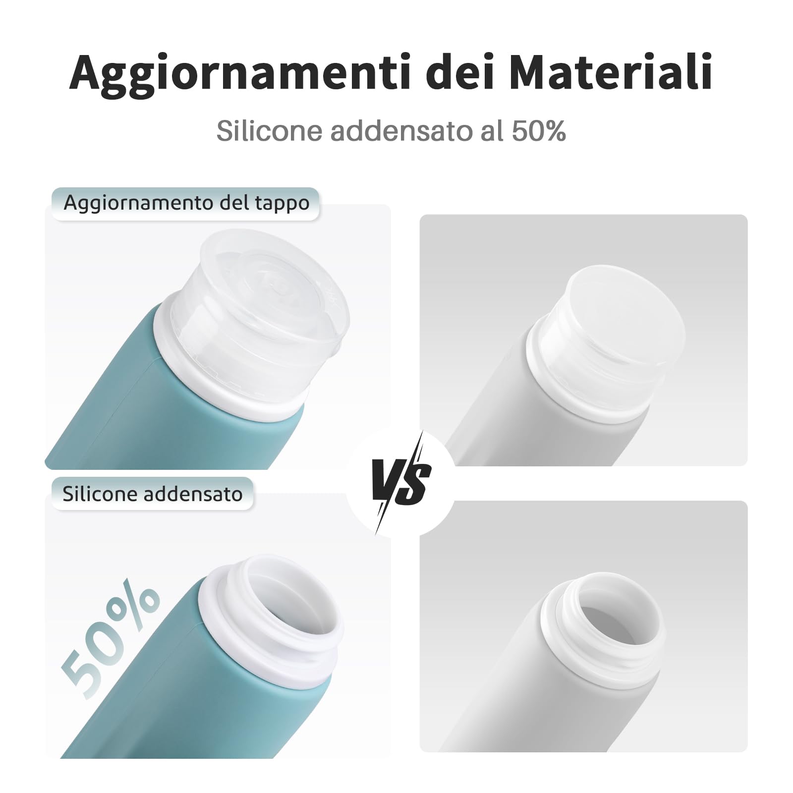 Opret Contenitori da Viaggio DistacEcho, 4 Flaconi 100ml, Kit Liquidi per Viaggio con Bottiglie BPA-Free per Shampoo, Liquidi, Lozione e More