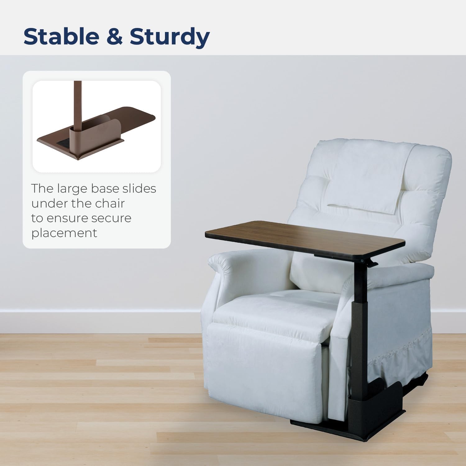 Drive Medical 13085LN Left Side Seat Lift Chair Overbed Table, Walnut
