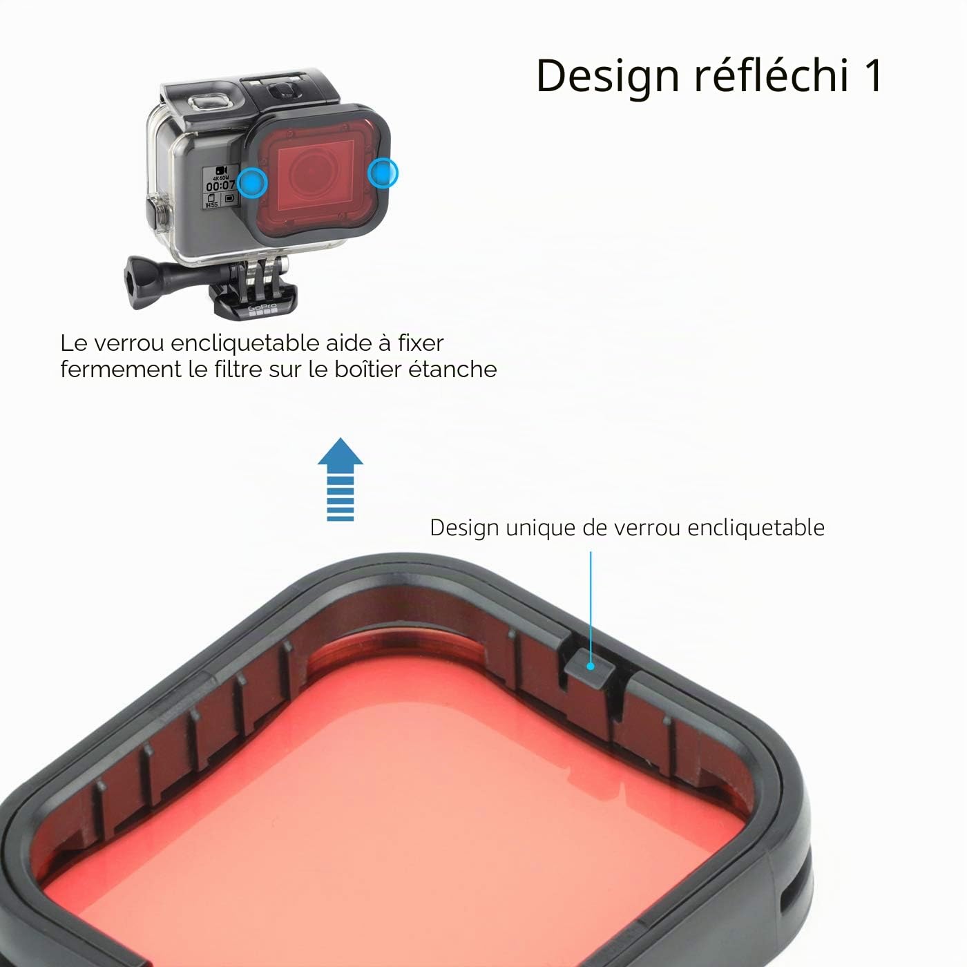 SOONSUN Lot de 3 filtres de plongée pour GoPro Hero 5 6 7 Noir Super Suit - Filtre Rouge, Rouge Clair et Magenta - Améliore Les Couleurs pour diverses Conditions de vidéo et de Photographie