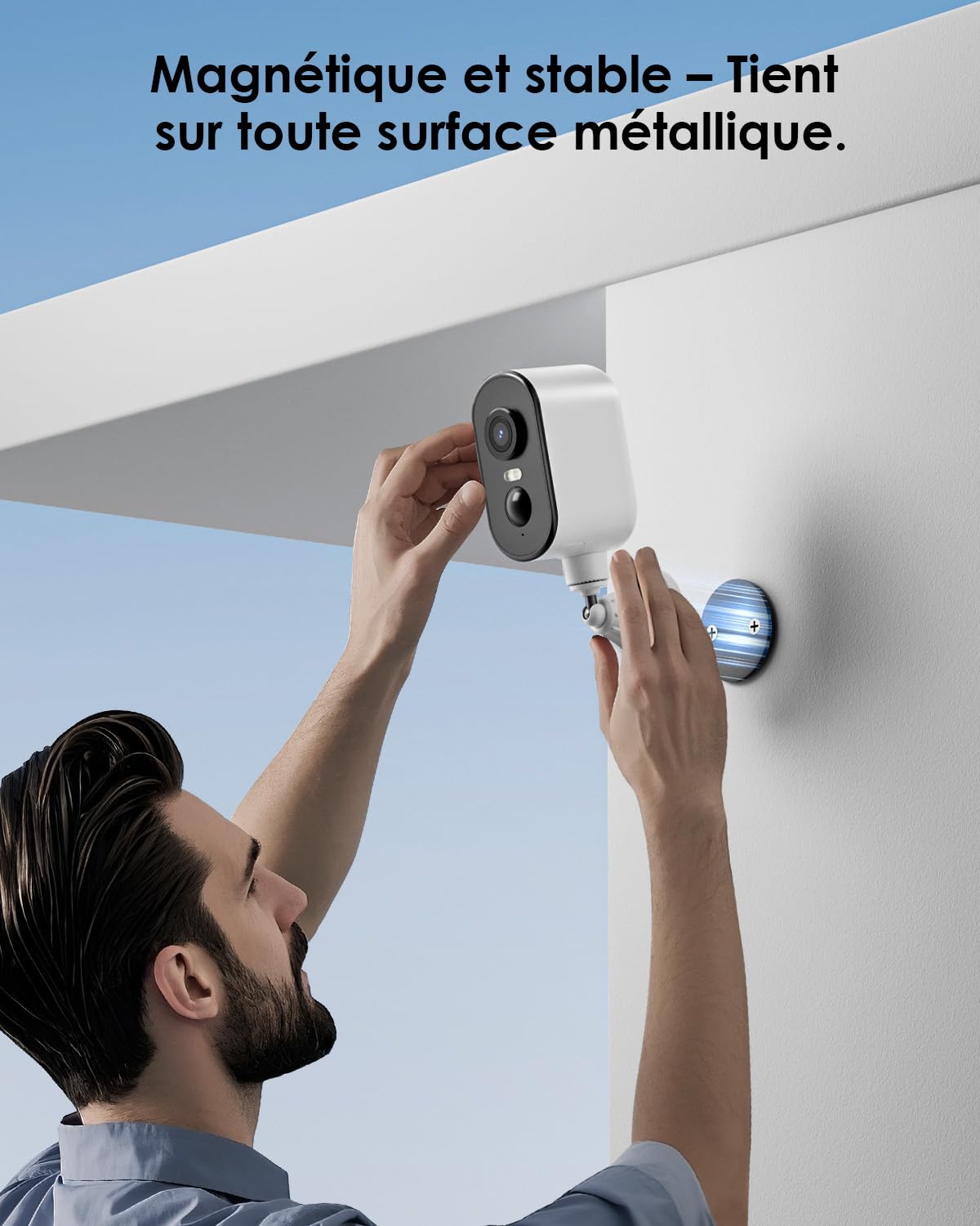 CZEview 2K Caméra de Surveillance Extérieure, sans Fil avec Batterie, Vision Nocturne Couleur, Audio Bidirectionnel, Détection de Mouvement, PTZ 300°, Montage Magnétique, IP65, WiFi 2.4G (Blanc)