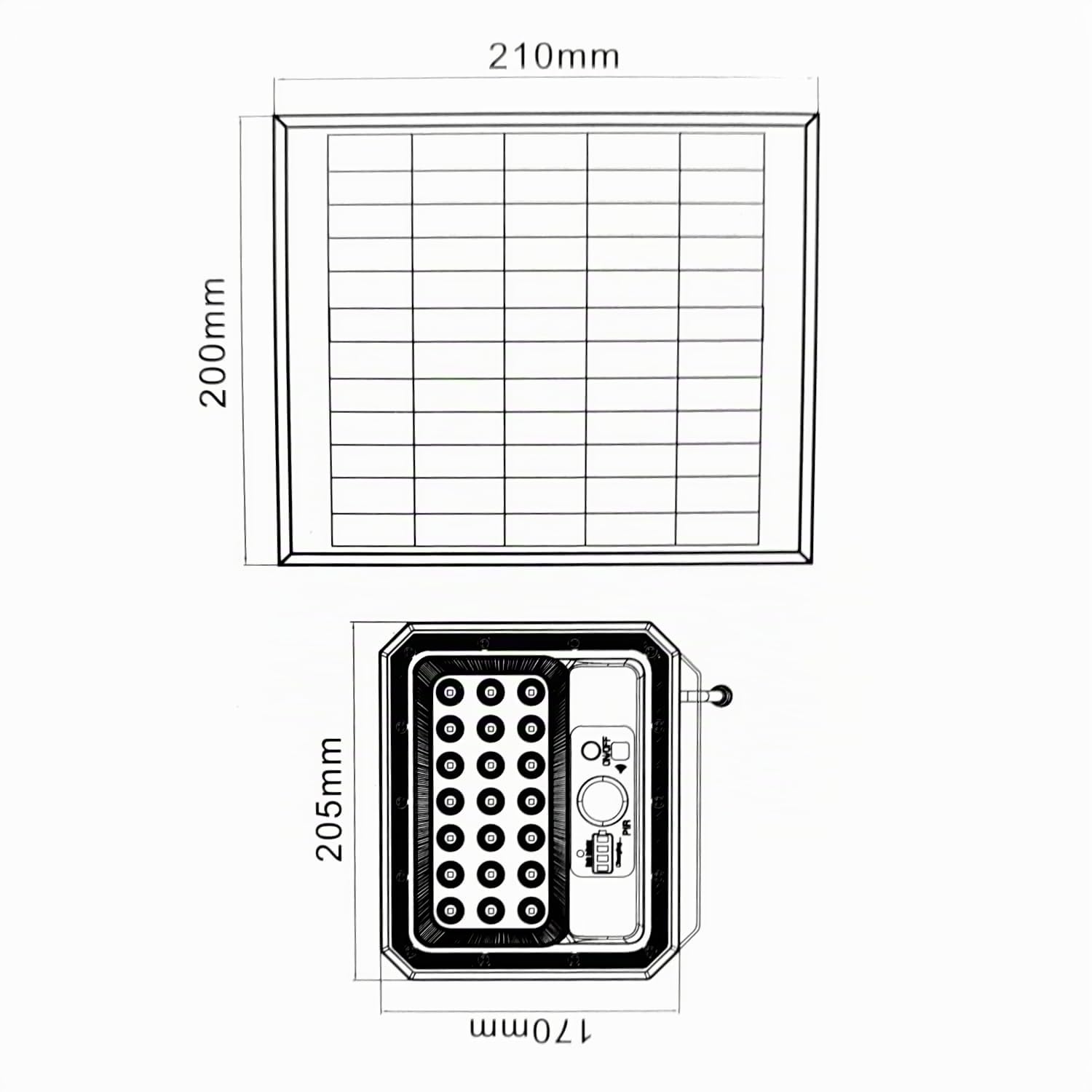M Ledme - Foco Proyector Led Solar Aras Con Sensor 50W, Color Luz fría (6000k), IP65, Iluminación exterior, de uso para jardín, patios (Paquete de 2)