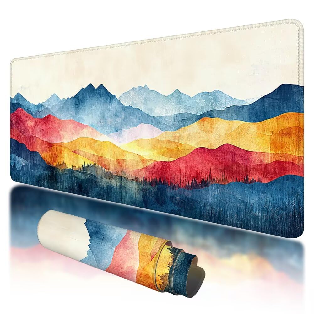 Podkładka pod mysz do gier, duża podkładka pod mysz XXL 1200 x 600 x 3 mm, kolorowa podkładka pod mysz do gier z przeszytymi krawędziami, podkładka pod mysz do gier XXL wodoodporny krajobraz