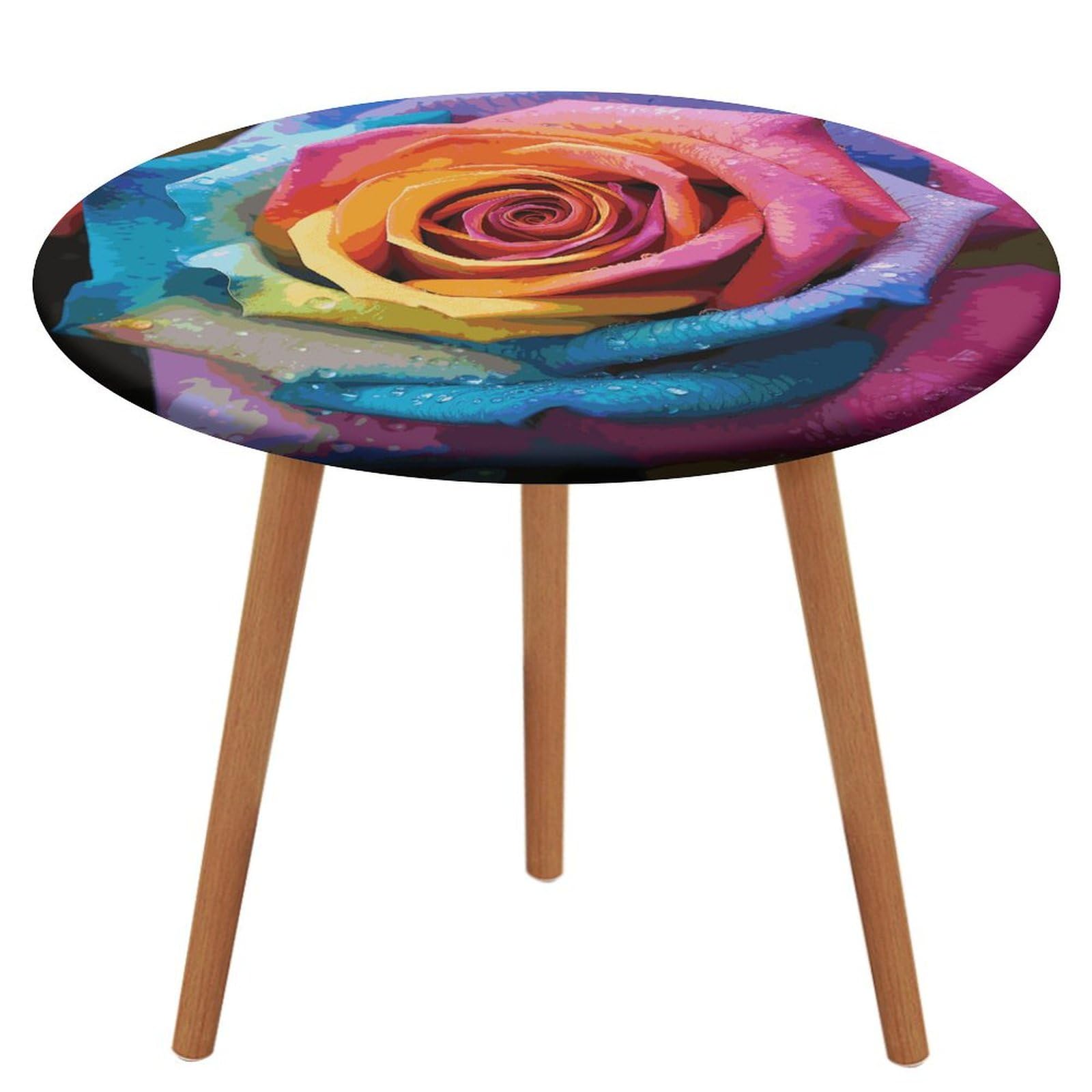 Nappe de cuisine ronde protège-table anti-tache roses 100 cm