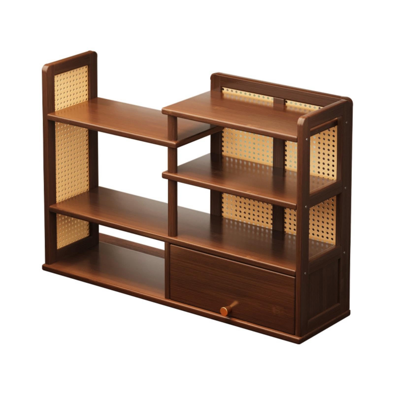 Tabletop Rack with Drawer Multi-Desk Shelf Shelf with Drawer Deep Brown Desktop Organizer for Household Organizers, Tea Lovers, Kitchen-image-47