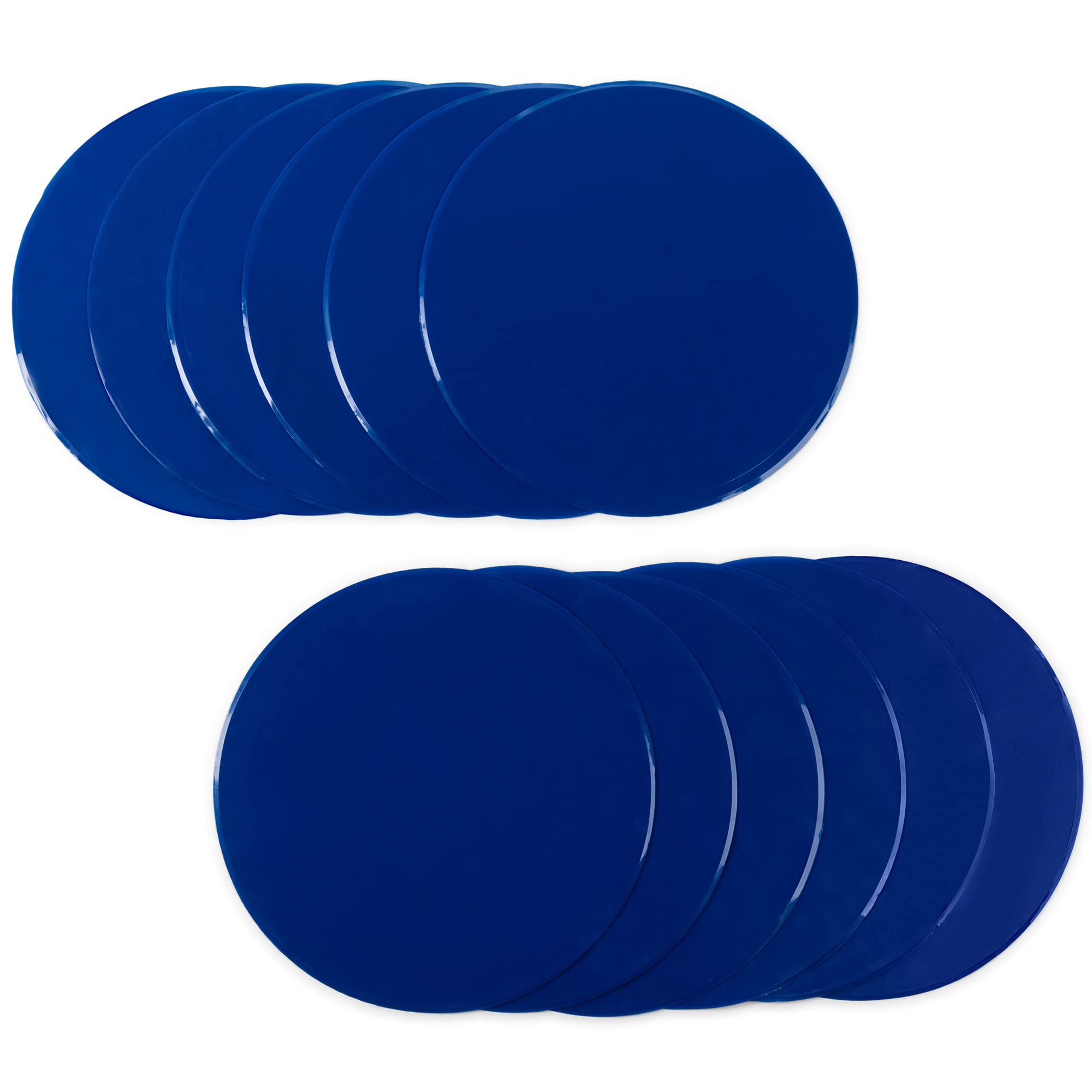 Champion Sports Round Poly Spot Markers for Sports, Activities, and Social Distancing - 10-inch, Set of 12 - Blue