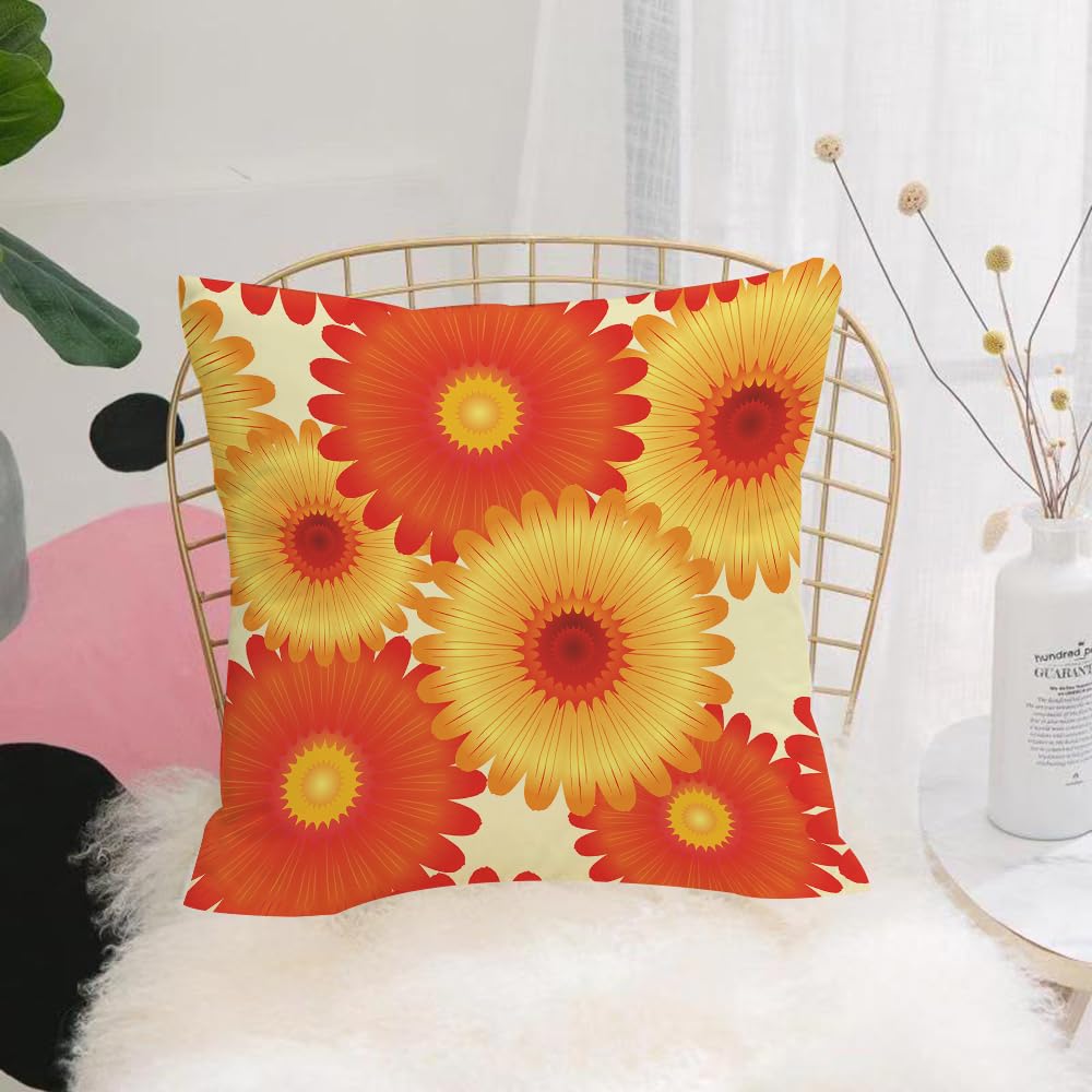 Hyosxw Orange, Gerbera Flowers Petals In Graphic St - A10 Cushion Cover,Throw Pillow Case Home Decorative For Living Room Bedroom Sofa Chair 18X18 Inch,Orange, Gerbera Flowers Petals In Graphic Style Leb1,Pillowcase 45X45cm