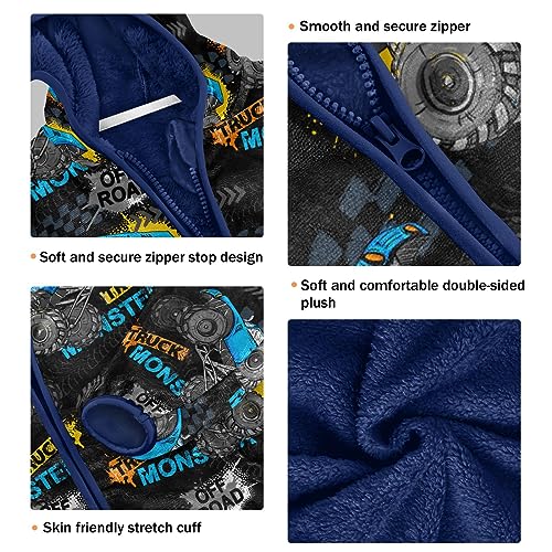 Image of Aflyko Boys Fleece Coat Blue Zip-Up Hoodie Girls Outerwear Kids Hooded Jacket