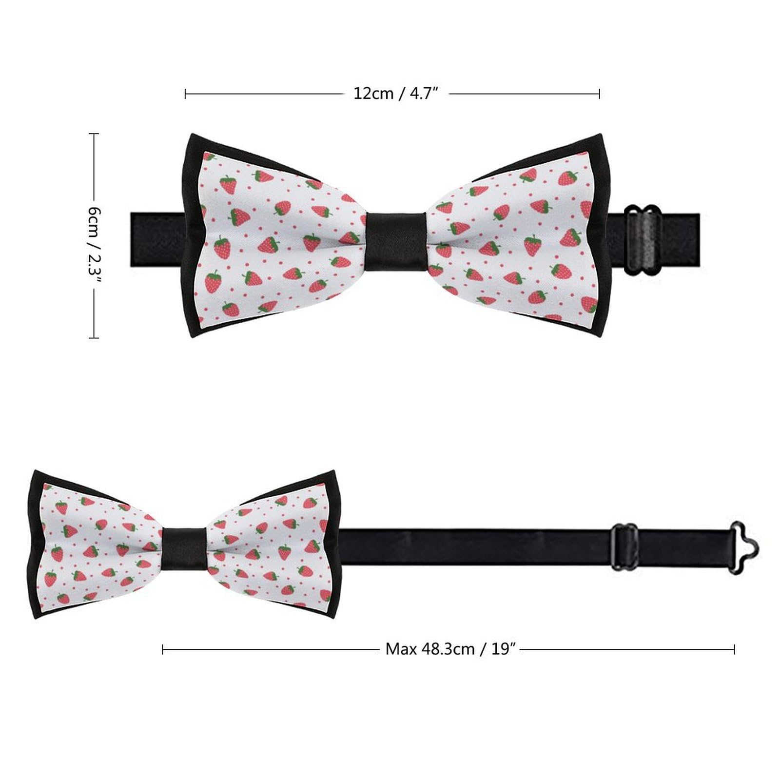 GoasNei Kawaii Strawberry Print Bow Tie for Men Adjustable Necktie Funny Tie Neck Ties for Weddings Party