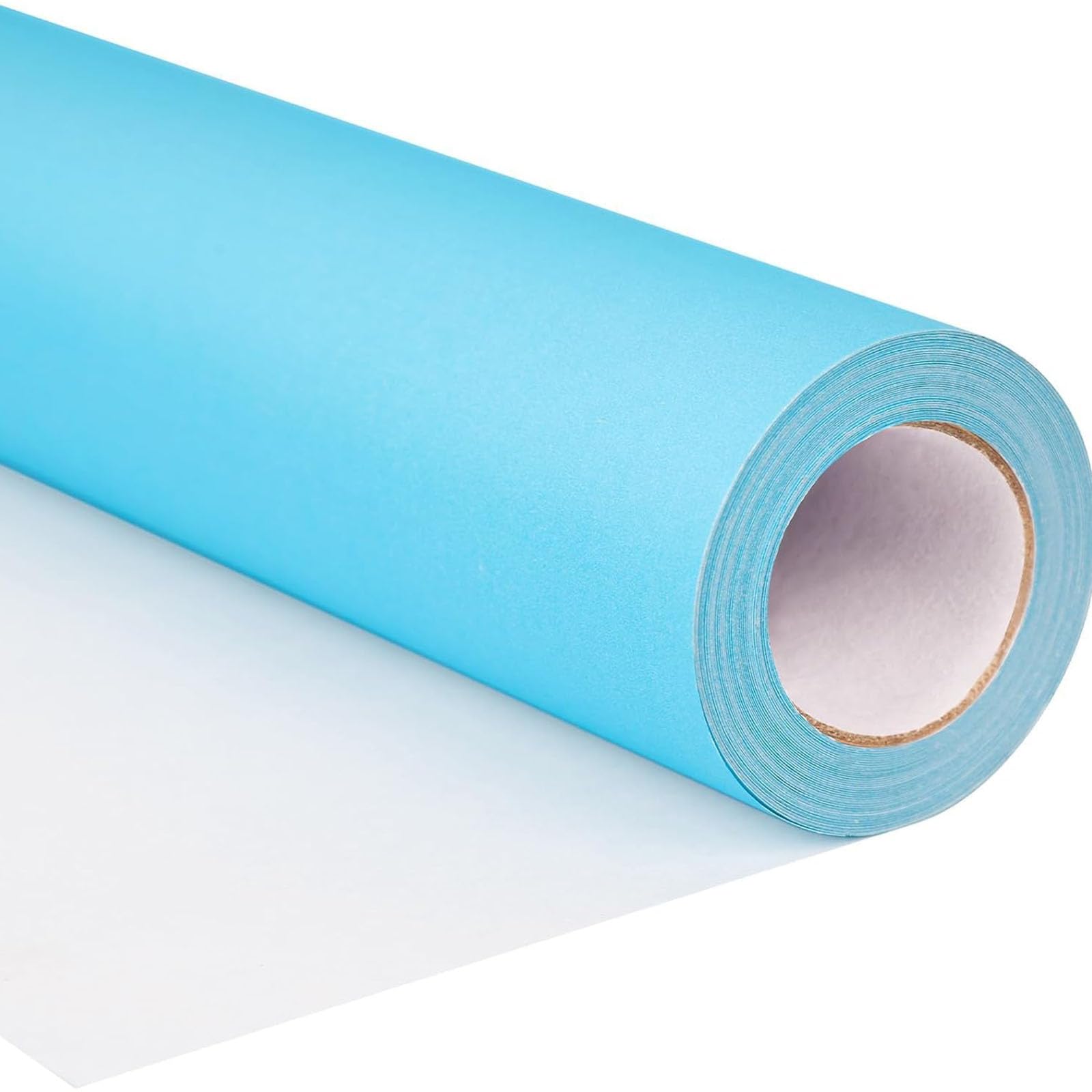 Shindel Blue Wrapping Paper Roll, 17.5" x 393"(32.8') Light Blue Bulletin Board Paper for Gift Wrapping Parcel Wall Art Crafts DIY Bouquet