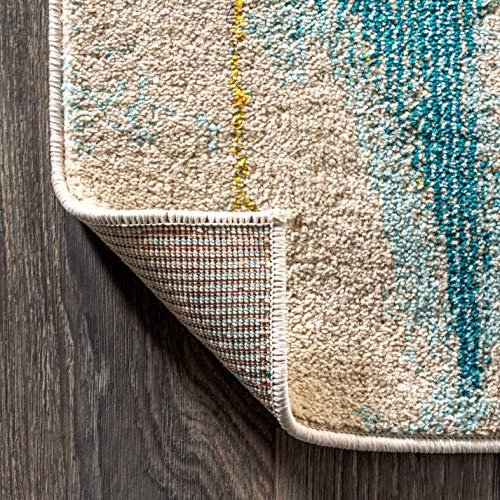 JONATHAN Y CTP100A-8 Tapis Cascade Pop Vintage Contemporain Moderne Abstrait bohème Intérieur Area Rug bohème, Facile à Nettoyer, Chambre, Cuisine, Salon, Anti-Peluche, 240 cm x 300 cm, Bleu/Crème – vue 5