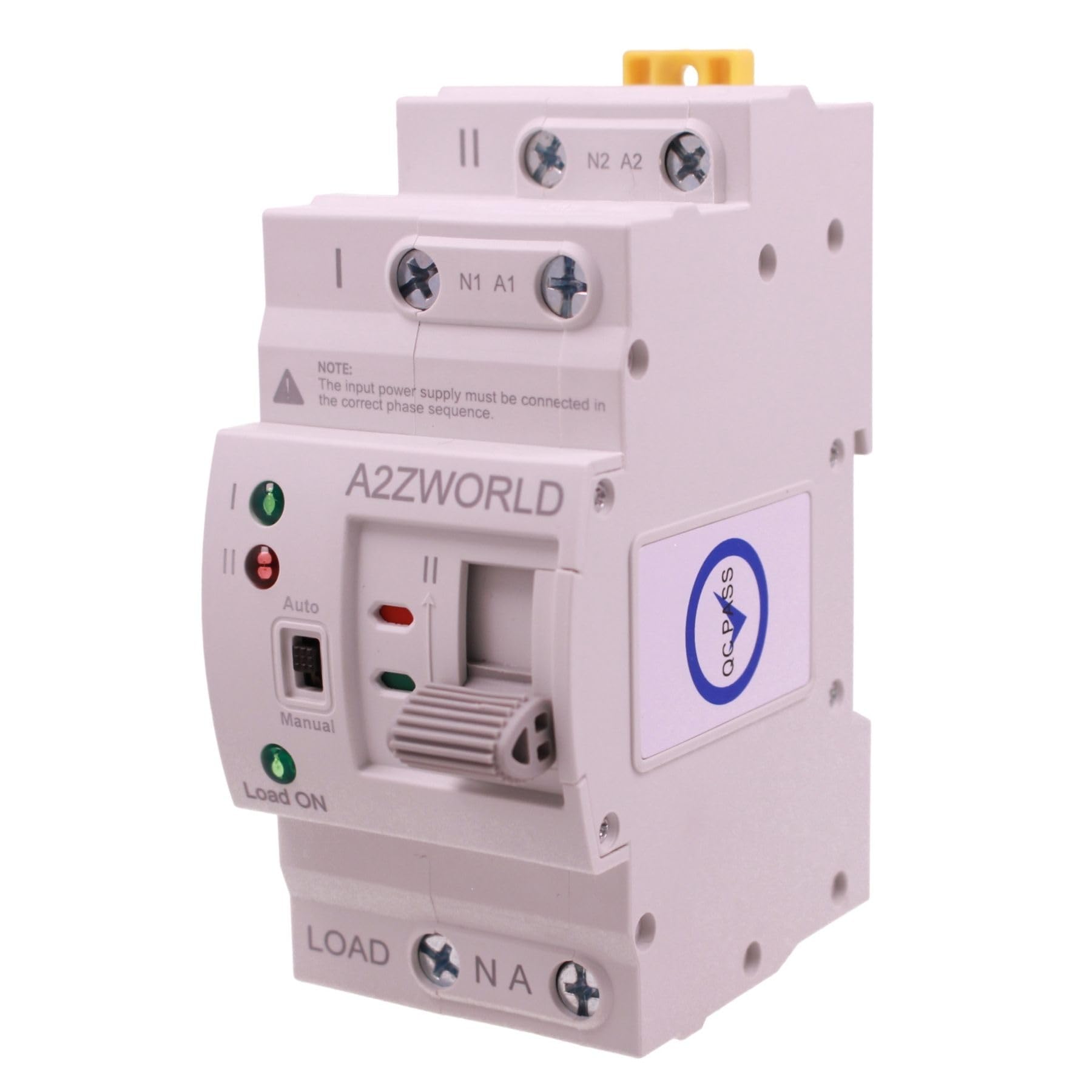 ATS Commutatore Automatico di Rete 63A, Interruttore di Trasferimento Automatico 2P 220V, Guida DIN, Manuale/Automatico, Doppia Alimentazione per Impianti Fotovoltaico Domestici e Industriali