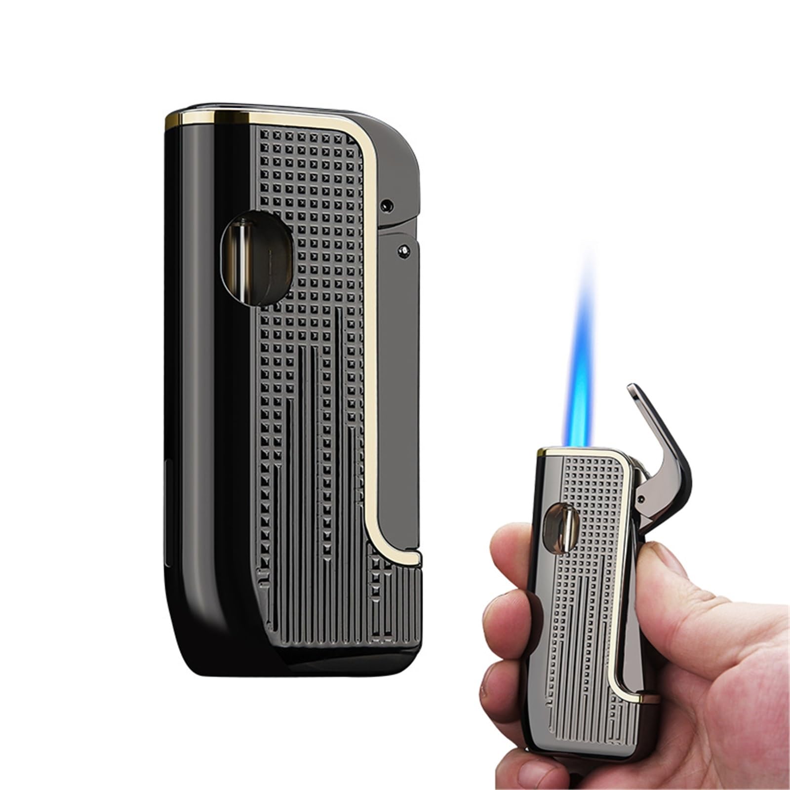 Briquet jet flamme torche rechargeable réglable avec fenêtre