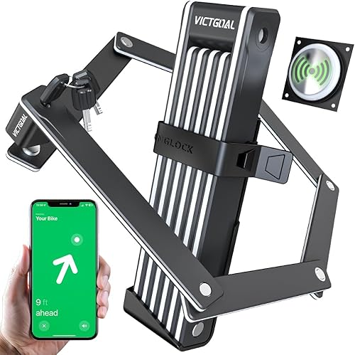 VICTGOAL Candado plegable para bicicleta con soporte oculto para AirTag, cerraduras de bicicleta antirrobo resistentes con llaves, candado plegable