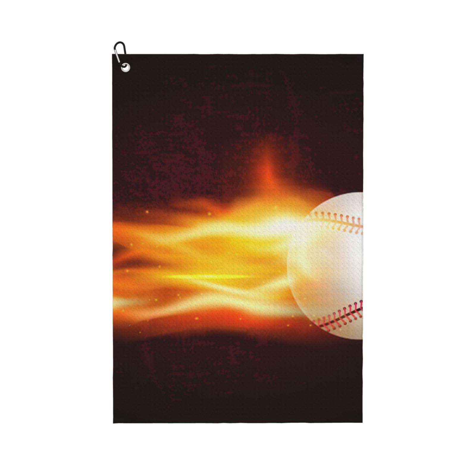 Hnnkloy Burning Baseball Fire Flame Pattern, 16x24 in Portable Waffle Golf Towels with Carabiner Clip for Golf Bag