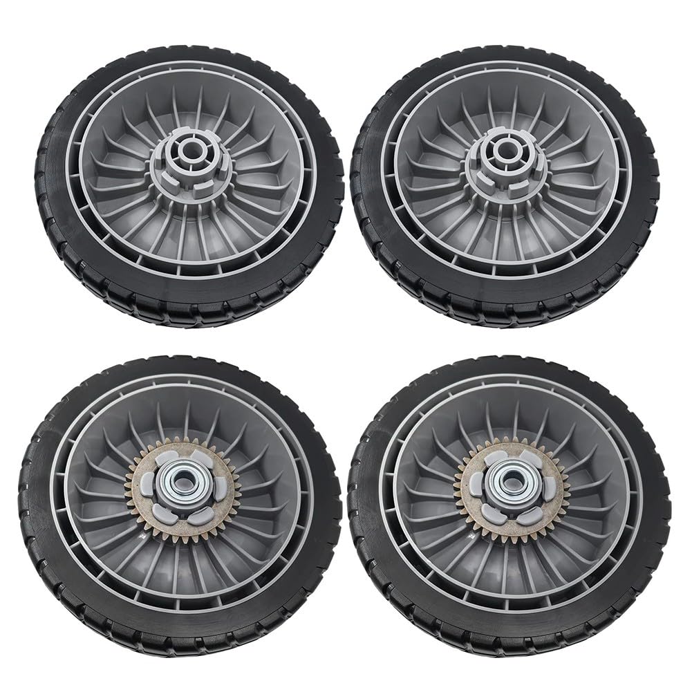 Ruedas para cortacésped HRR216 HRS216 HRT216, juego de neumáticos delanteros y traseros de 8 x 2 pulgadas con kit de engranajes de transmisión para piezas de repuesto