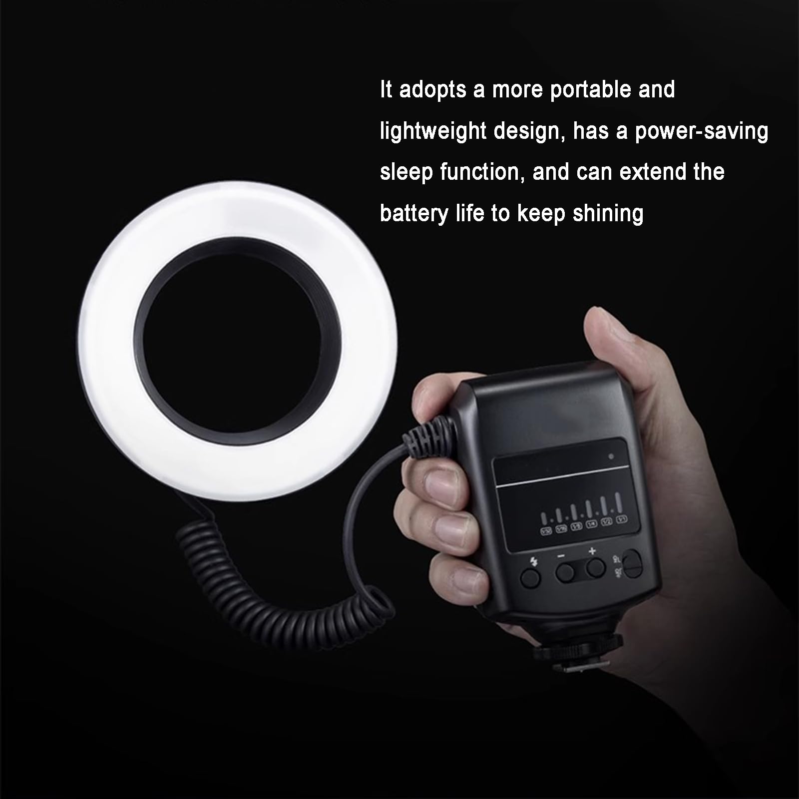 Flash Anular LED Macro Speedlite, Flash De Máxima Potencia para Cámara, Ajuste De Potencia De 1/32 a 1/1, Tiempo De Reciclaje De 0,1-2 S, 5800 K ± 200 K, para Producción De Video
