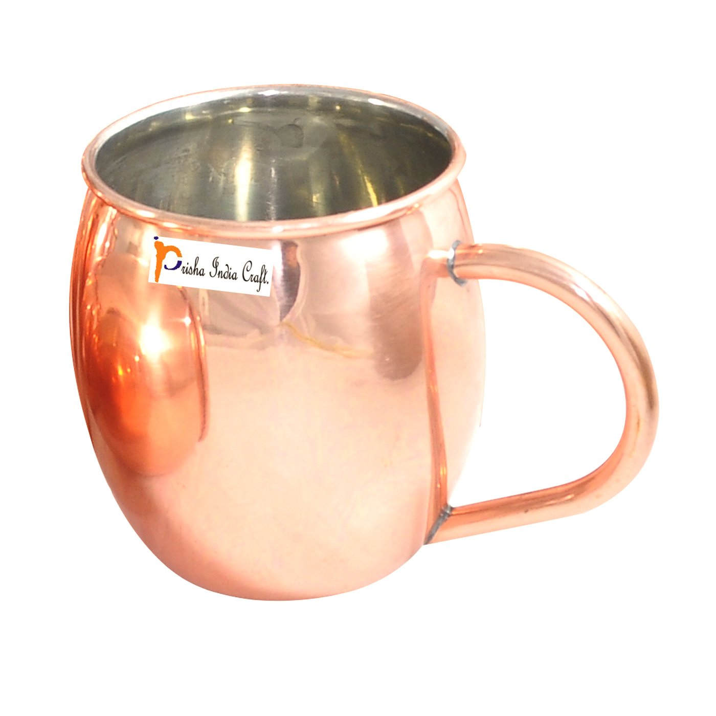 Prisha India Craft ? Copper Mug for Moscow Mules 520 ML / 17 oz, Copper Mule Cup, Moscow Mule Cocktail Cup, Copper Barrel Mug, Cocktail Mugs
