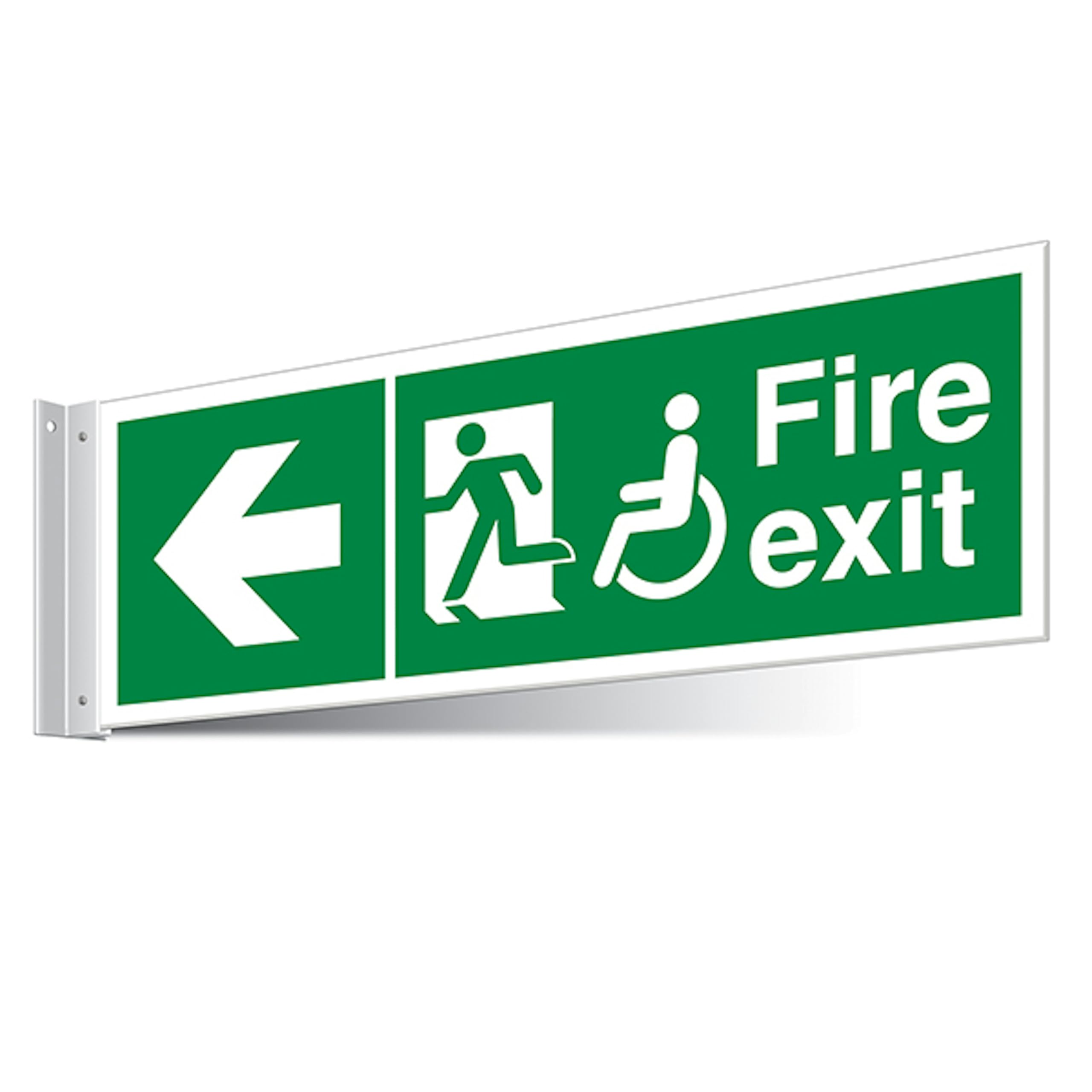 V Safety Fire Exit WChair Left/Right Corridor Sign - Landscape 450 x 150 mm - 3mm Indoor Palboard Safety Sign