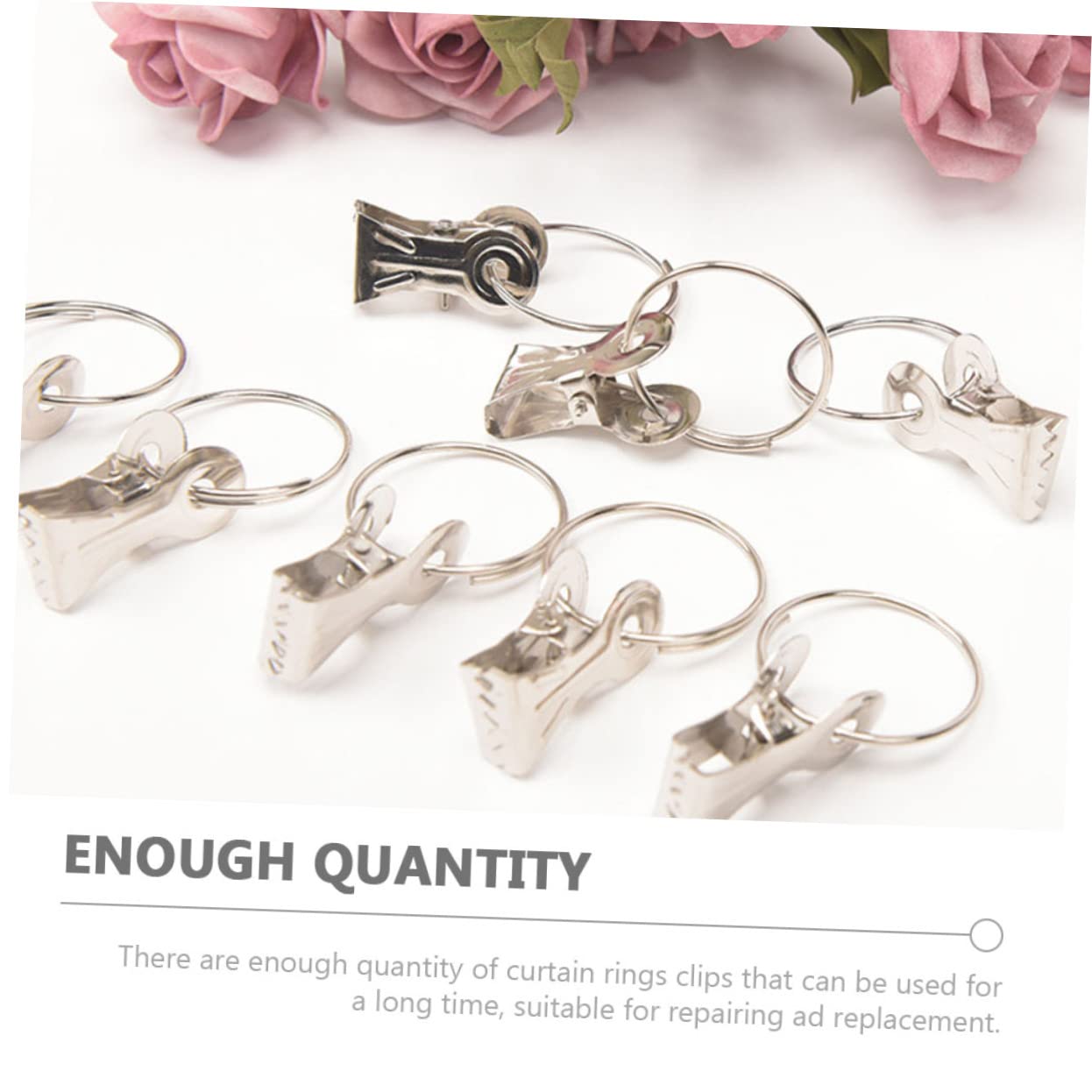 GOOHOCHY 50pcs Metal Drapery Rings with Clips Curtain Hanging Rings for Shower and Window Curtains Smooth Surface Easy to Install Strong Iron Material for Home Use